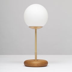 Globe Smoked Oak Pebble Table Lamp