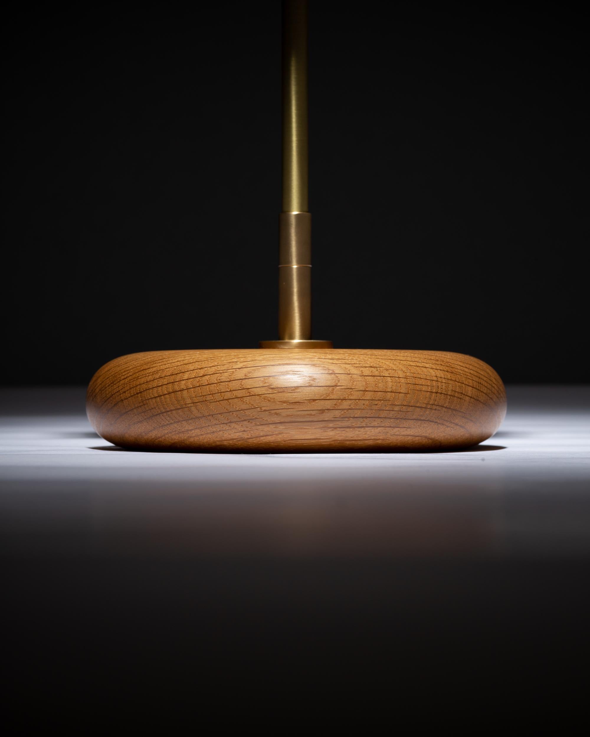 Hand-Crafted Globe Smoked Oak Pebble Table Lamp For Sale
