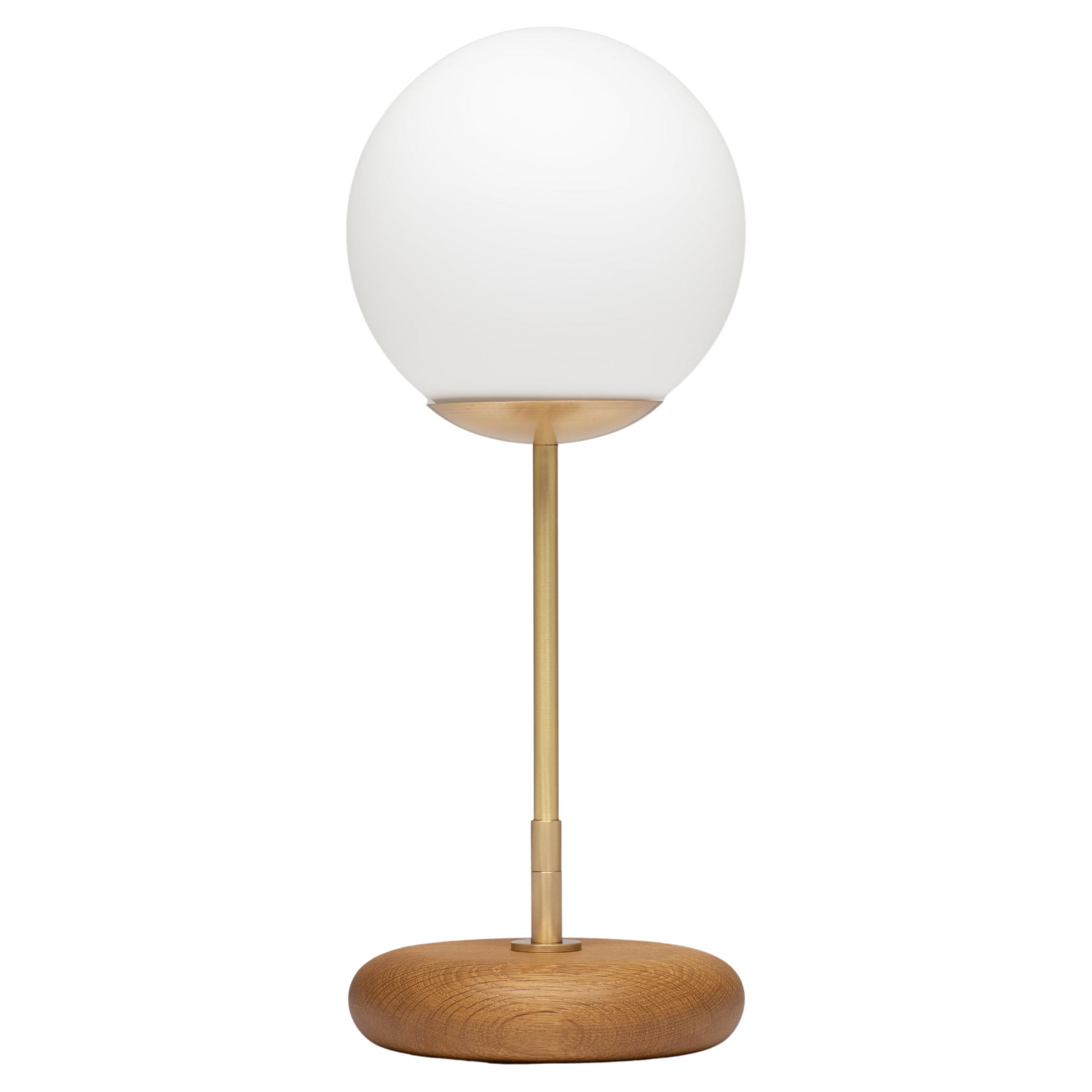 Globe Smoked Oak Pebble Table Lamp For Sale