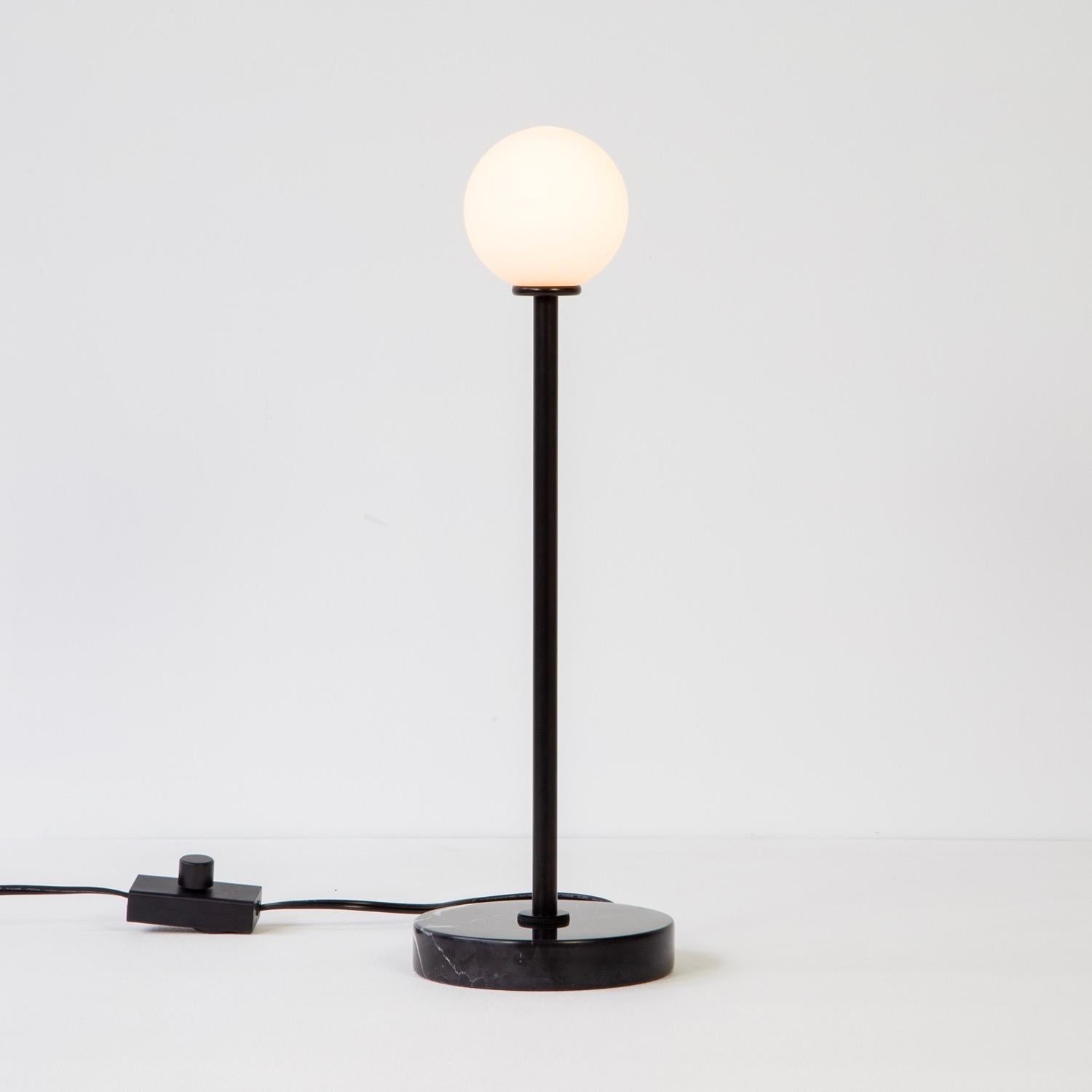 Modern Globe Table Lamp by Research.Lighting, Black, Marble Base, LED, Dimmable For Sale