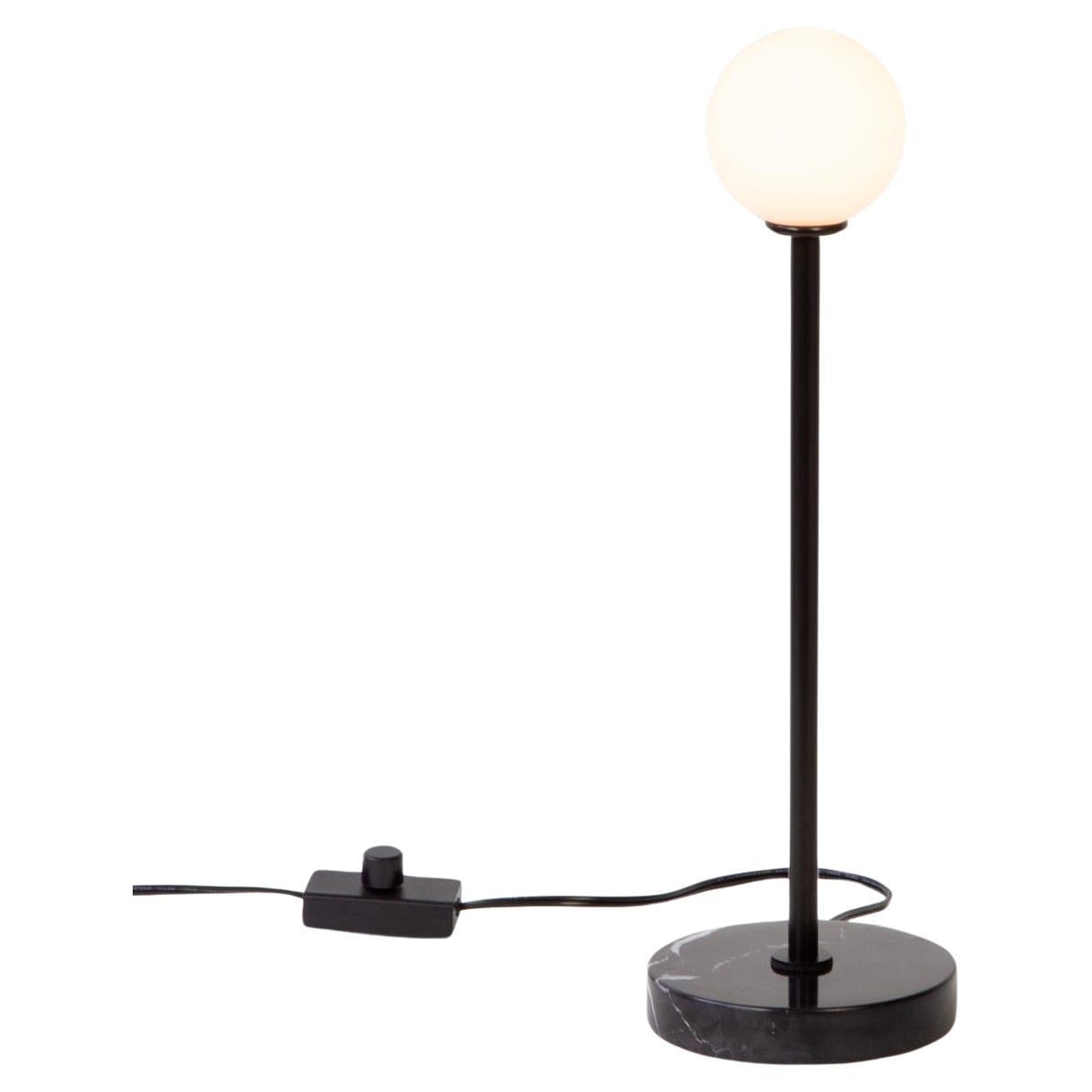 Globe Table Lamp by Research.Lighting, Black, Marble Base, LED, Dimmable For Sale