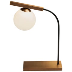 Contemporary Mid Century Inspired Globe Table Lamp in Bonze Brushed Metal Black