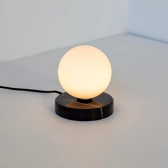 Globe Table Lamp, Research.Lighting, Small, 5in Glass, Black, Marble, Dimmable