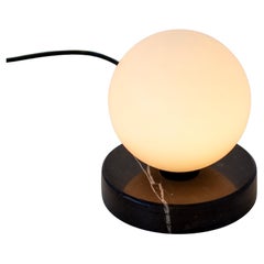 Globe Table Lamp, Research.Lighting, Small, 5in Glass, Black, Marble, Dimmable