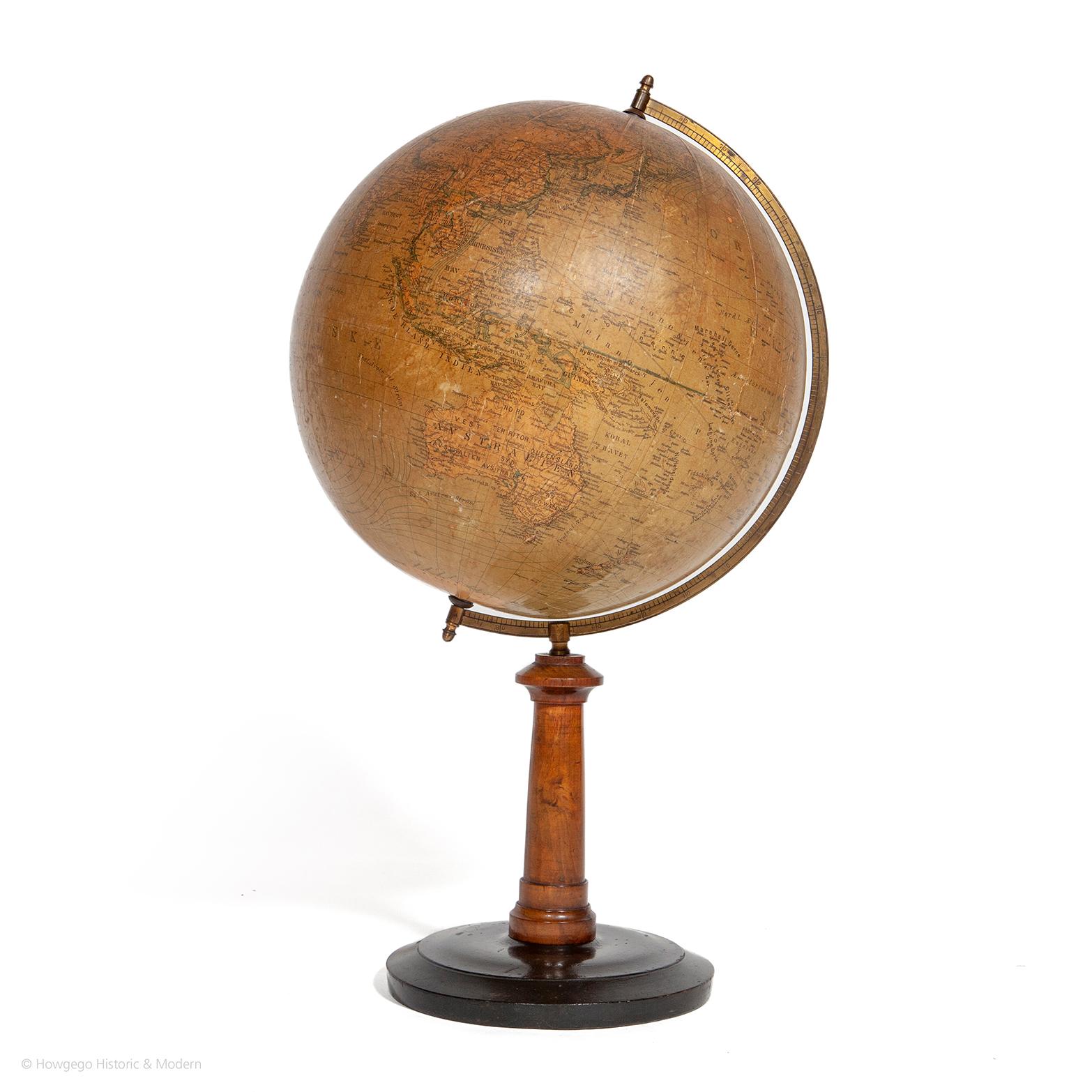 A Swedish 12 inch terrestrial globe, circa 1900. Measure: height 59cm

Just purchased more information to follow.