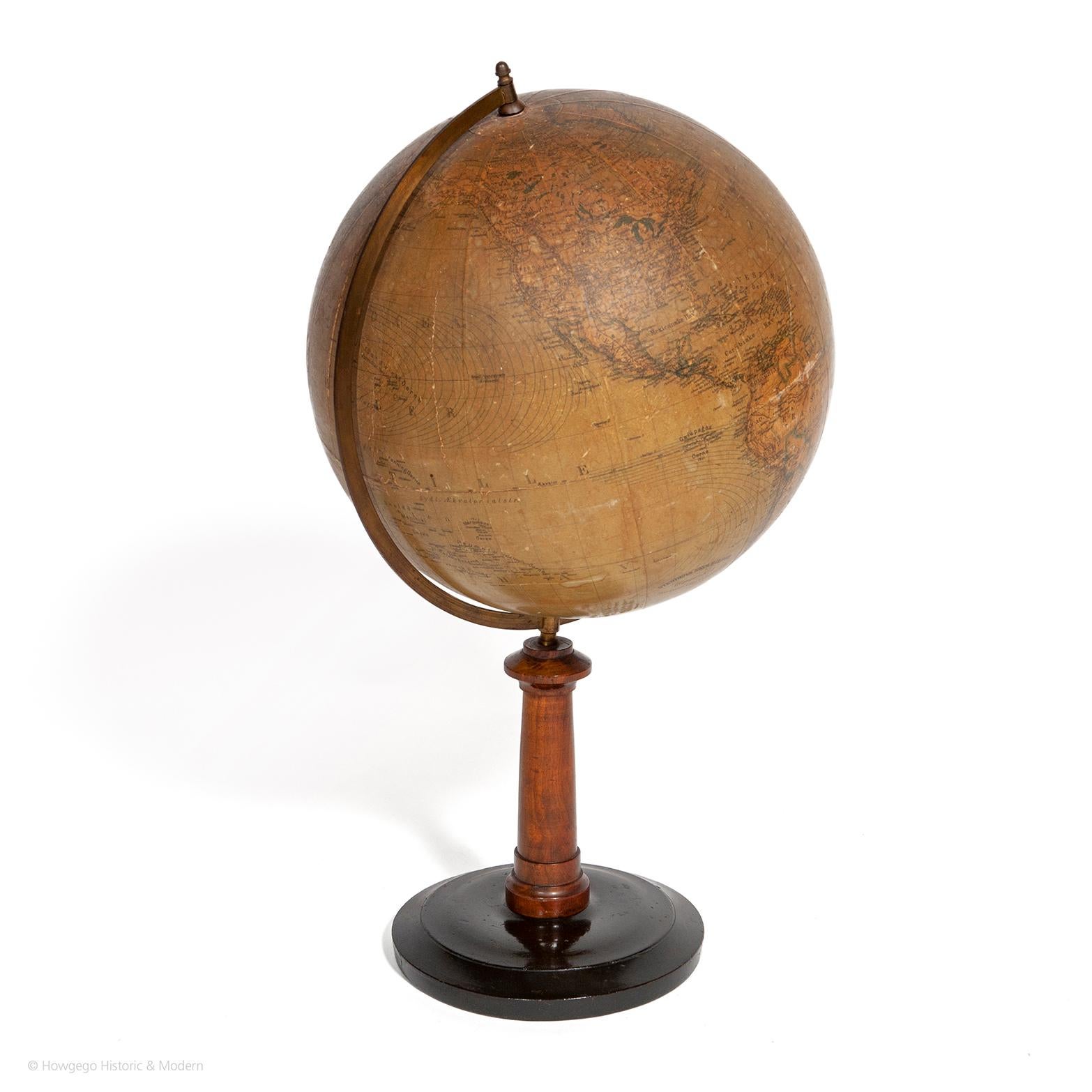 Globe Table Terrestrial Swedish In Good Condition For Sale In BUNGAY, SUFFOLK