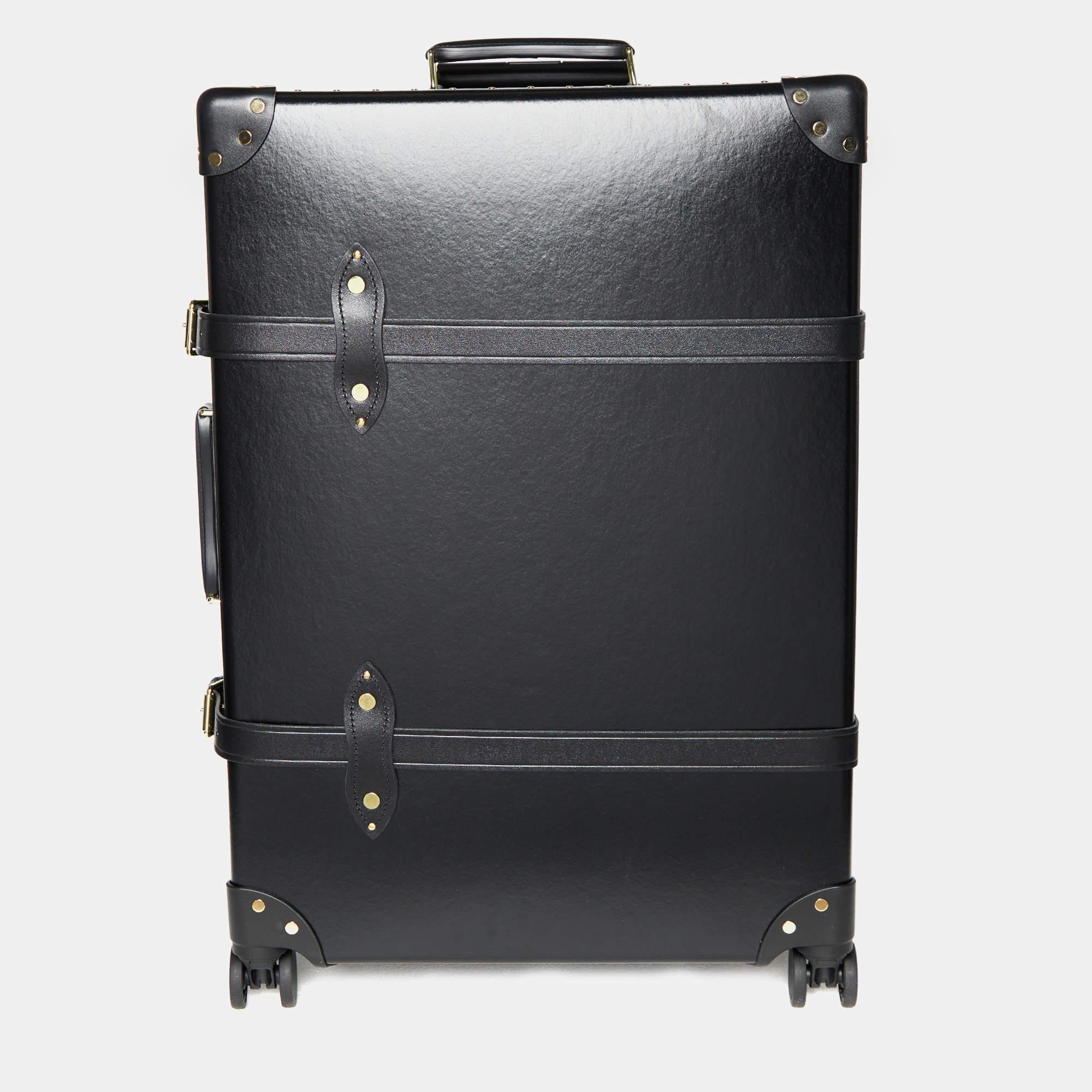 Globus Trotter Schwarzes Faserband und Leder Centenary Carry On Suitcase 6