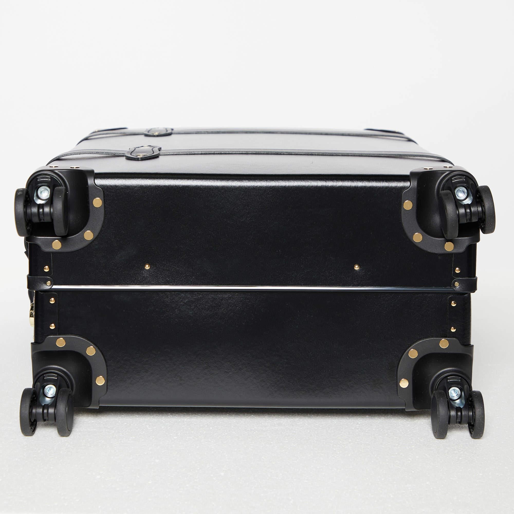 Globus Trotter Schwarzes Faserband und Leder Centenary Carry On Suitcase 7