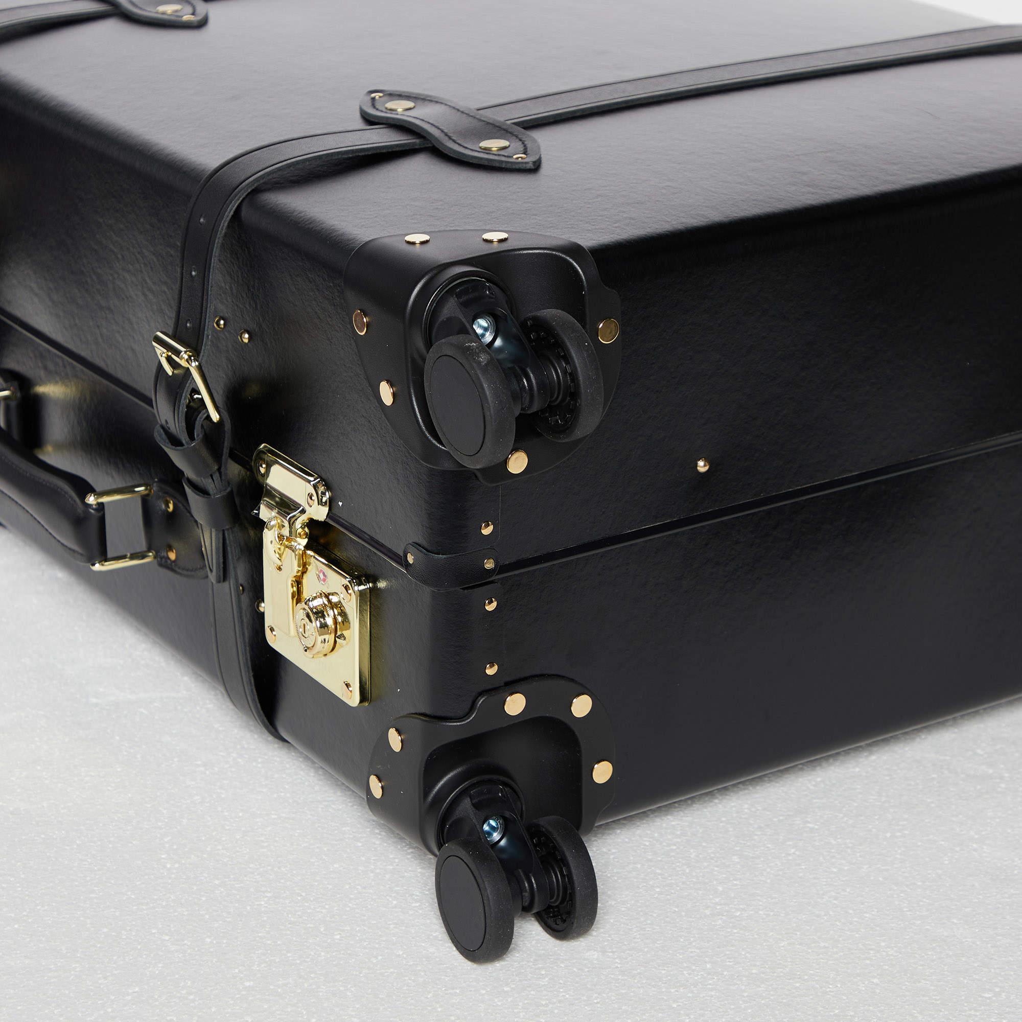 Globus Trotter Schwarzes Faserband und Leder Centenary Carry On Suitcase 8