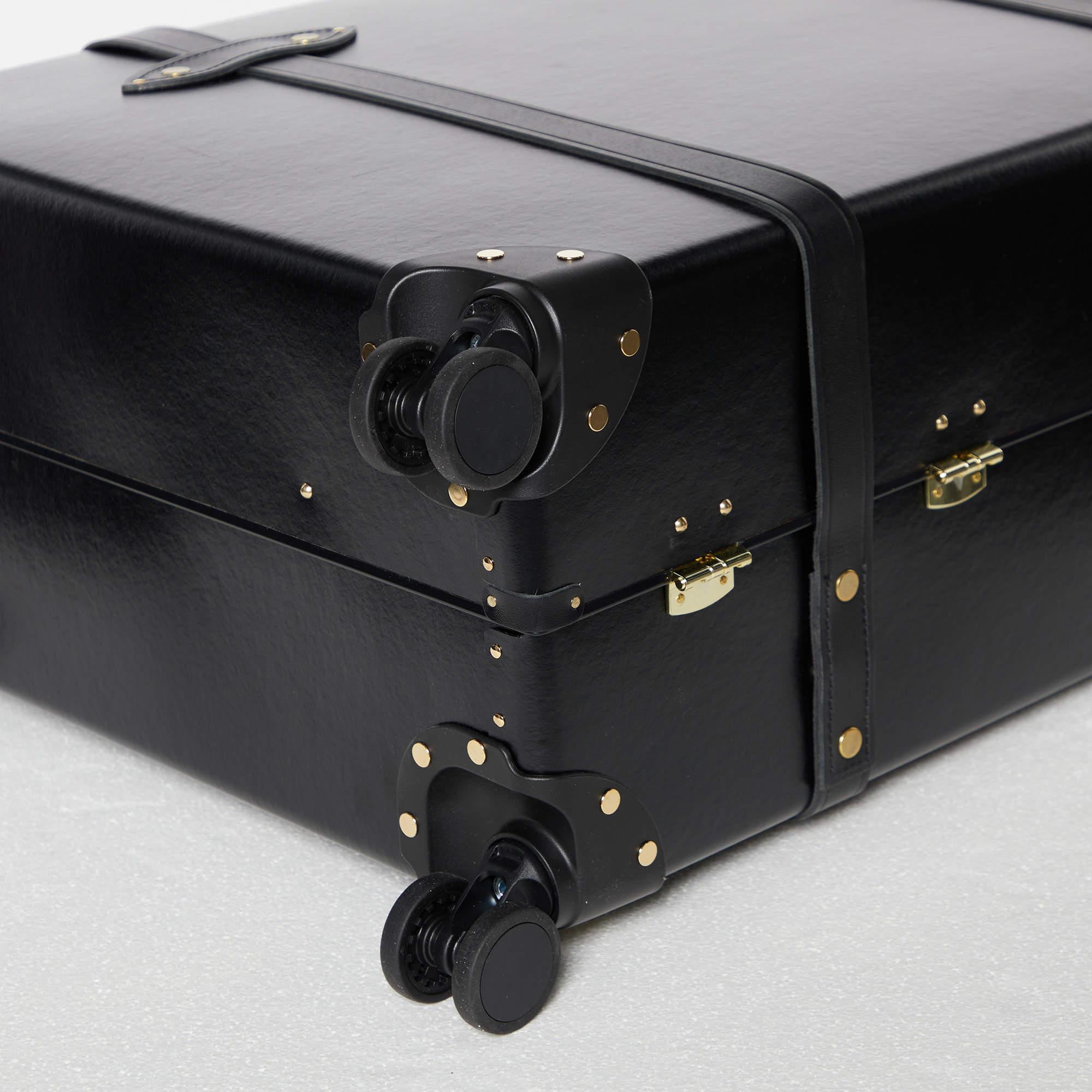 Globus Trotter Schwarzes Faserband und Leder Centenary Carry On Suitcase 9