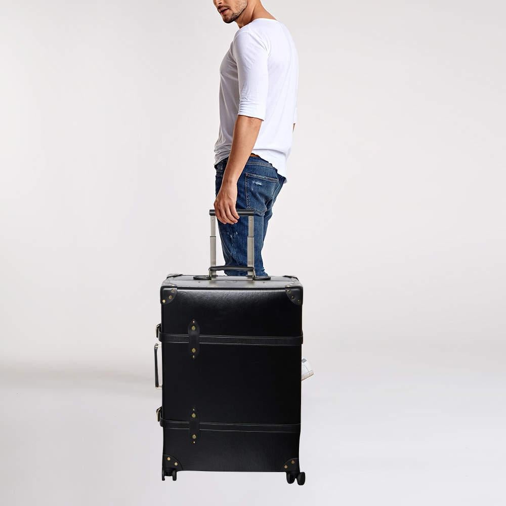 Globus Trotter Schwarzes Faserband und Leder Centenary Carry On Suitcase im Zustand „Hervorragend“ in Dubai, Al Qouz 2