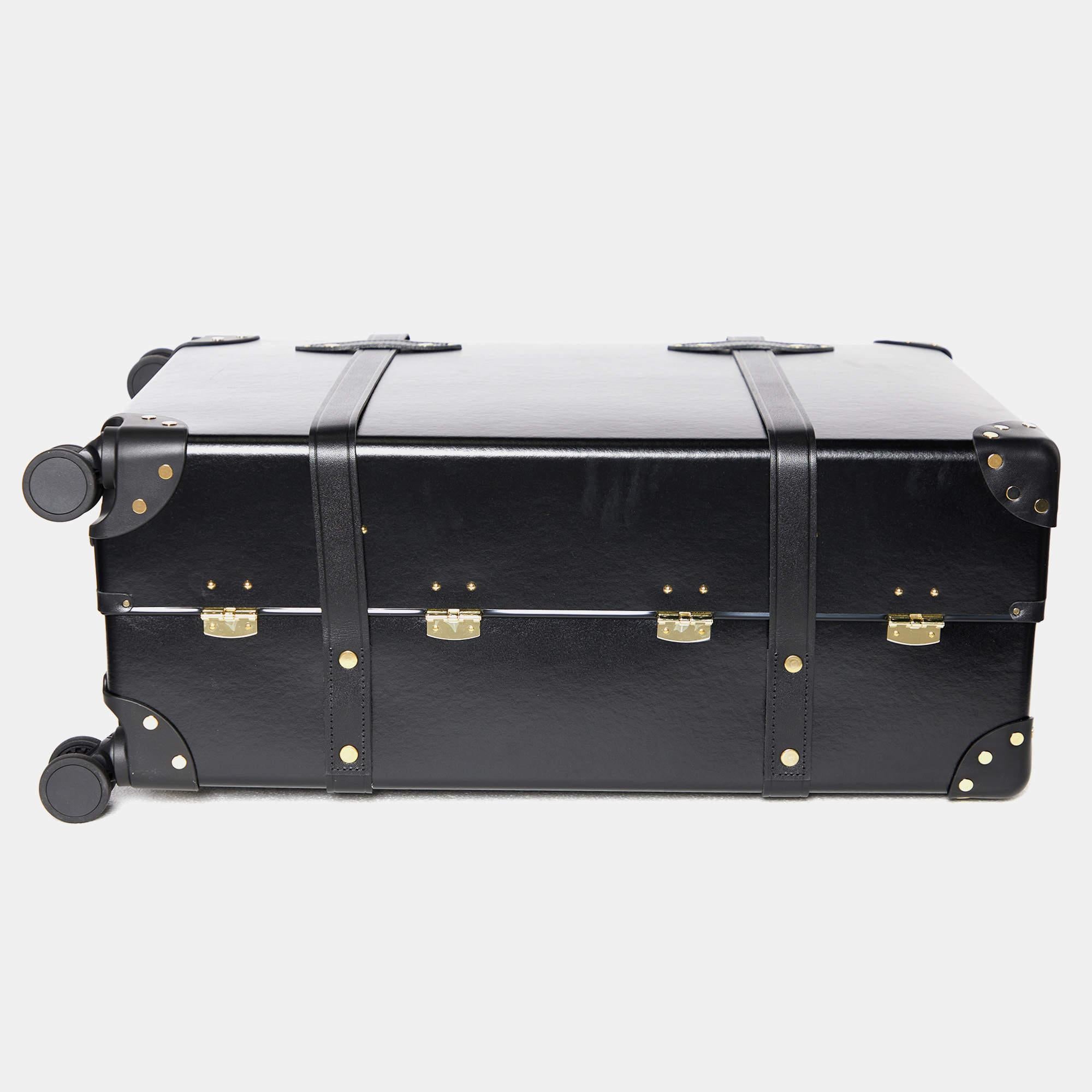 Globus Trotter Schwarzes Faserband und Leder Centenary Carry On Suitcase 2