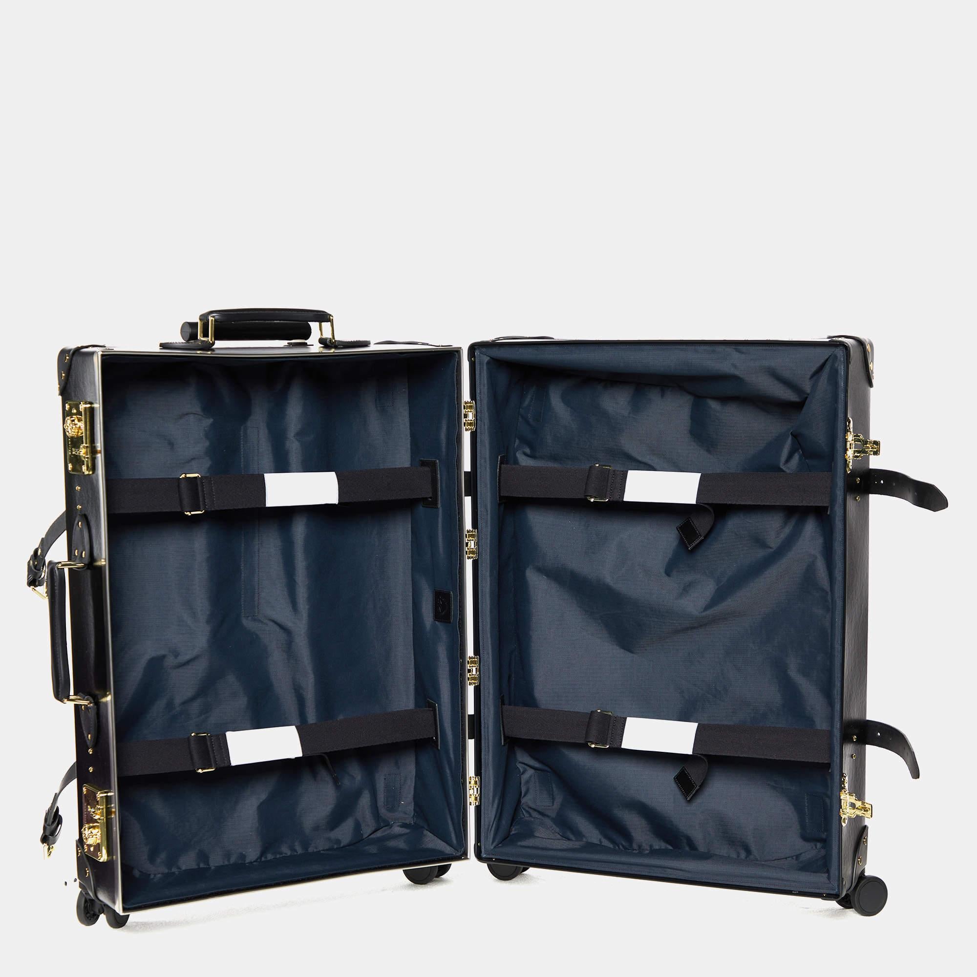 Globus Trotter Schwarzes Faserband und Leder Centenary Carry On Suitcase 4
