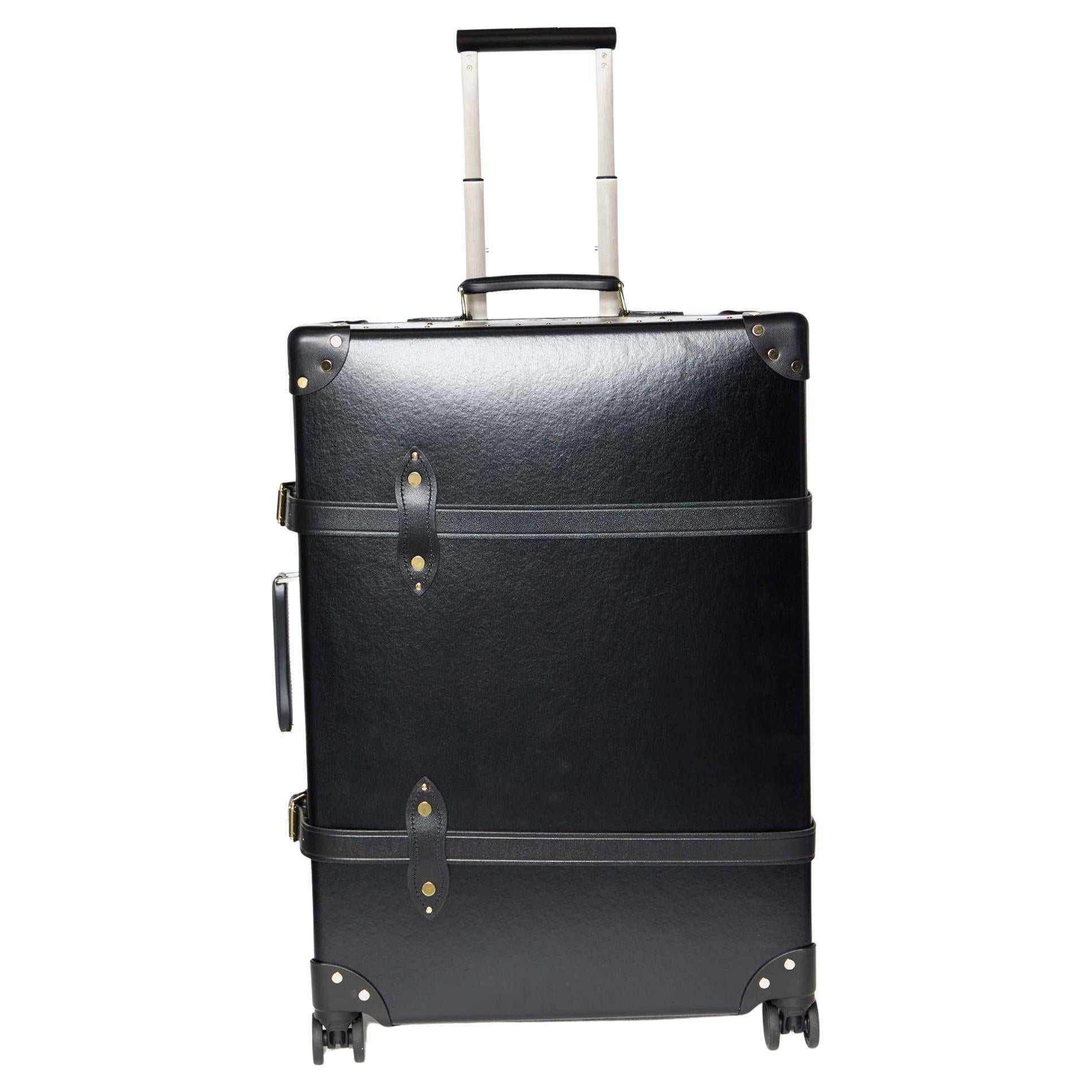 Globus Trotter Schwarzes Faserband und Leder Centenary Carry On Suitcase