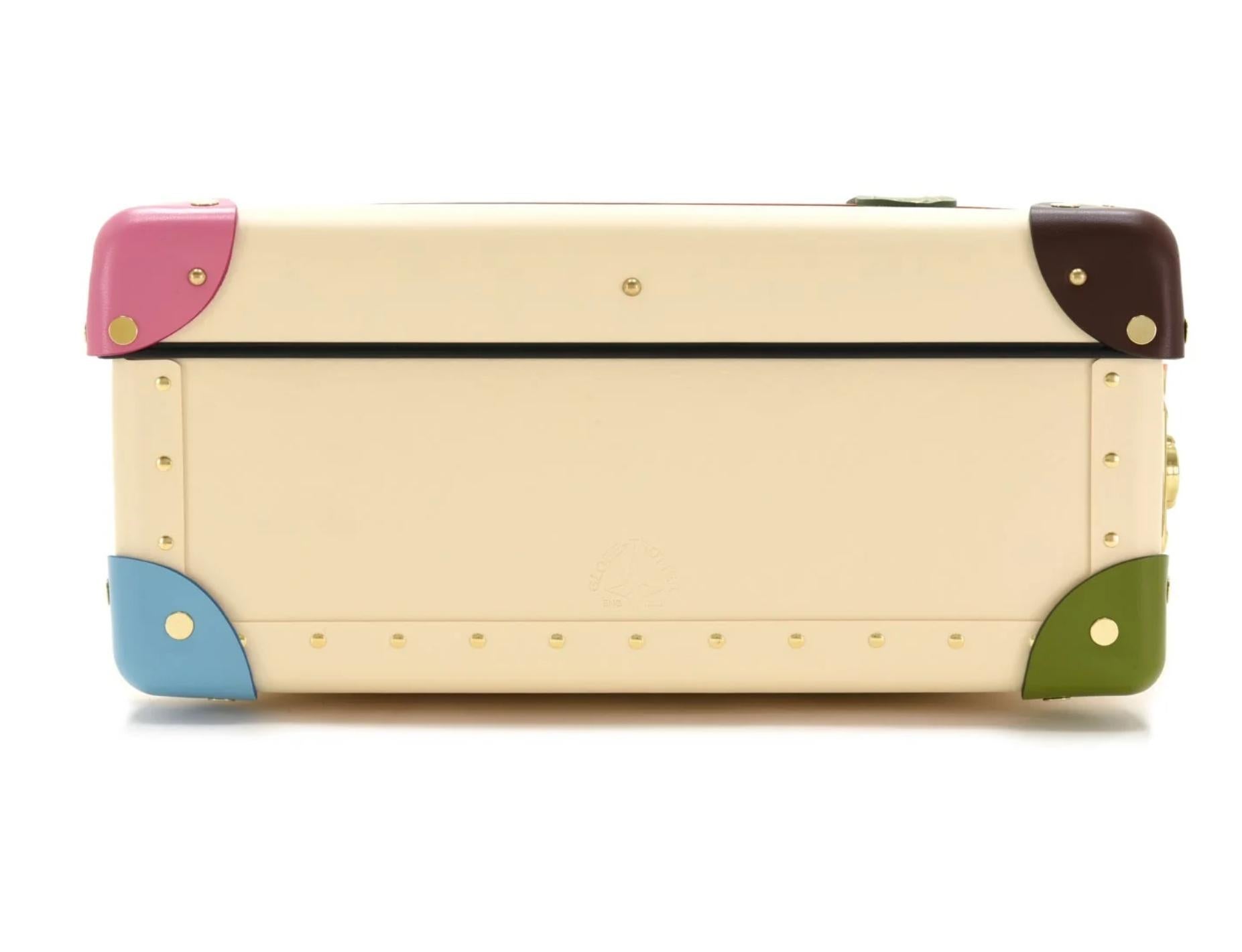 Globe-Trotter X Golf le Fleur* Centenary 20” suitcase, Cream, Pink, Green, UK. In Excellent Condition In Brooklyn, NY