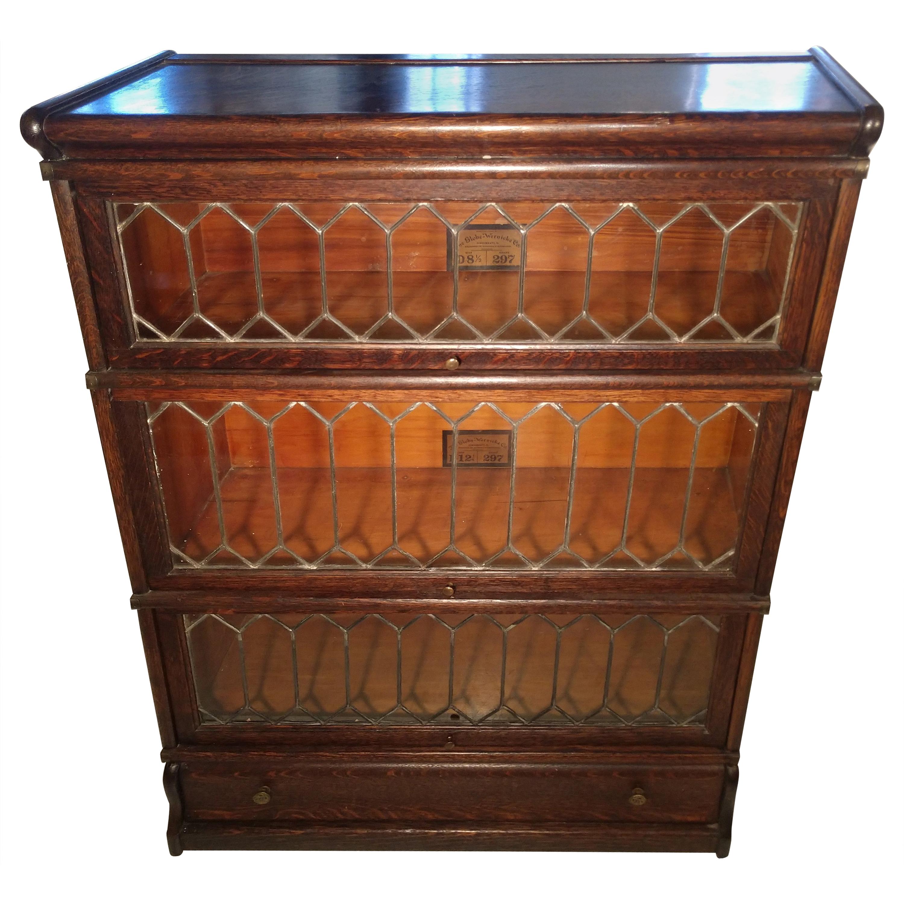 Globe Weinecke Leaded Glass 5 Section Barrister Bookcase