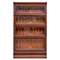 Antique Globe Wernicke 4 Stack Barrister Sectional Bookcase With Leaded Glass Doors #3
