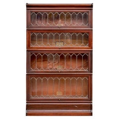 Antique Globe Wernicke 4 Stack Barrister Sectional Bookcase With Leaded Glass Doors #4