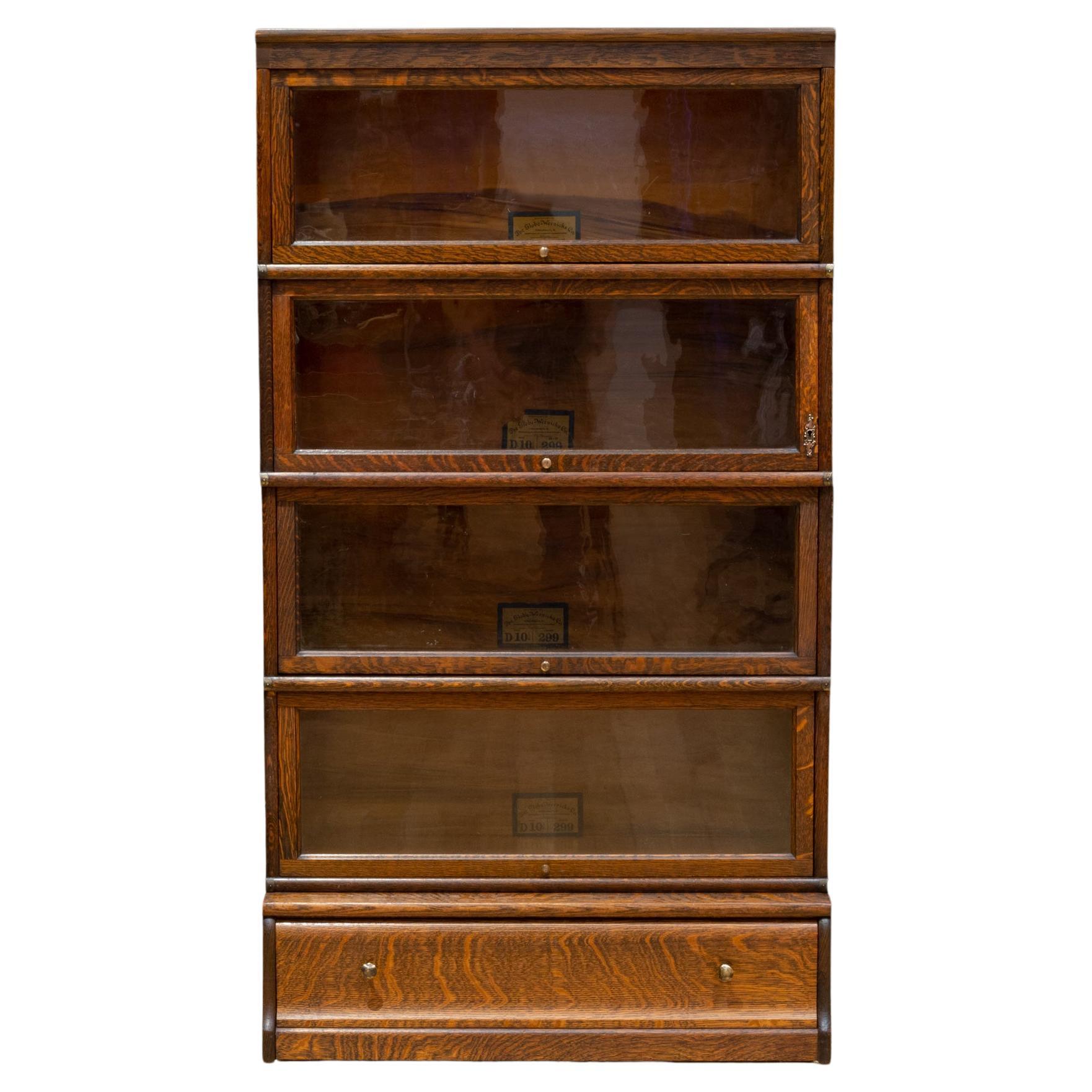 Globe-Wernicke 4 Stack Lawyer's Bookcase with Rare Bottom Drawer c.1910