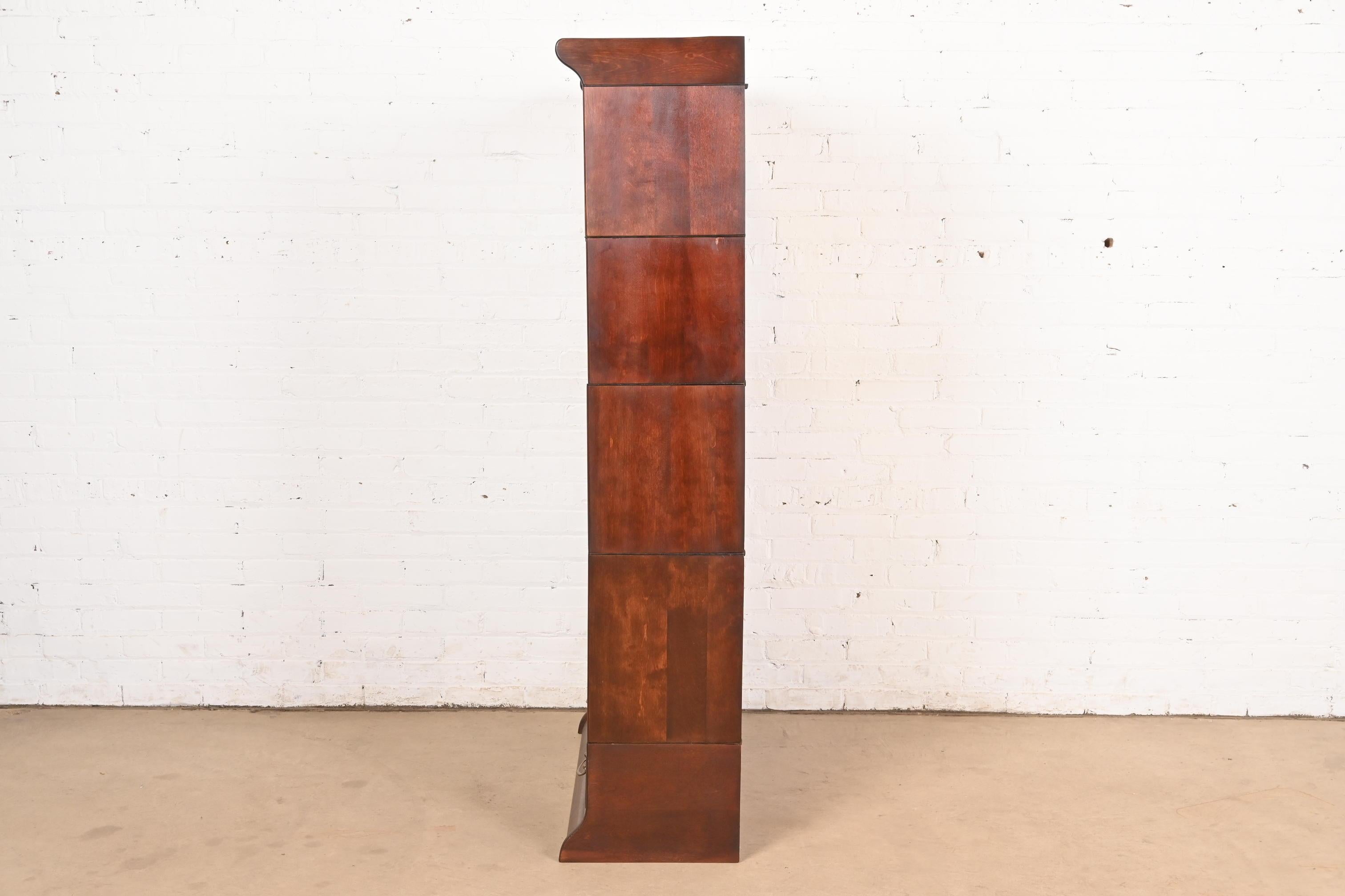 Globe Wernicke Antique Arts & Crafts Mahogany Four-Stack Barrister Bookcase For Sale 3