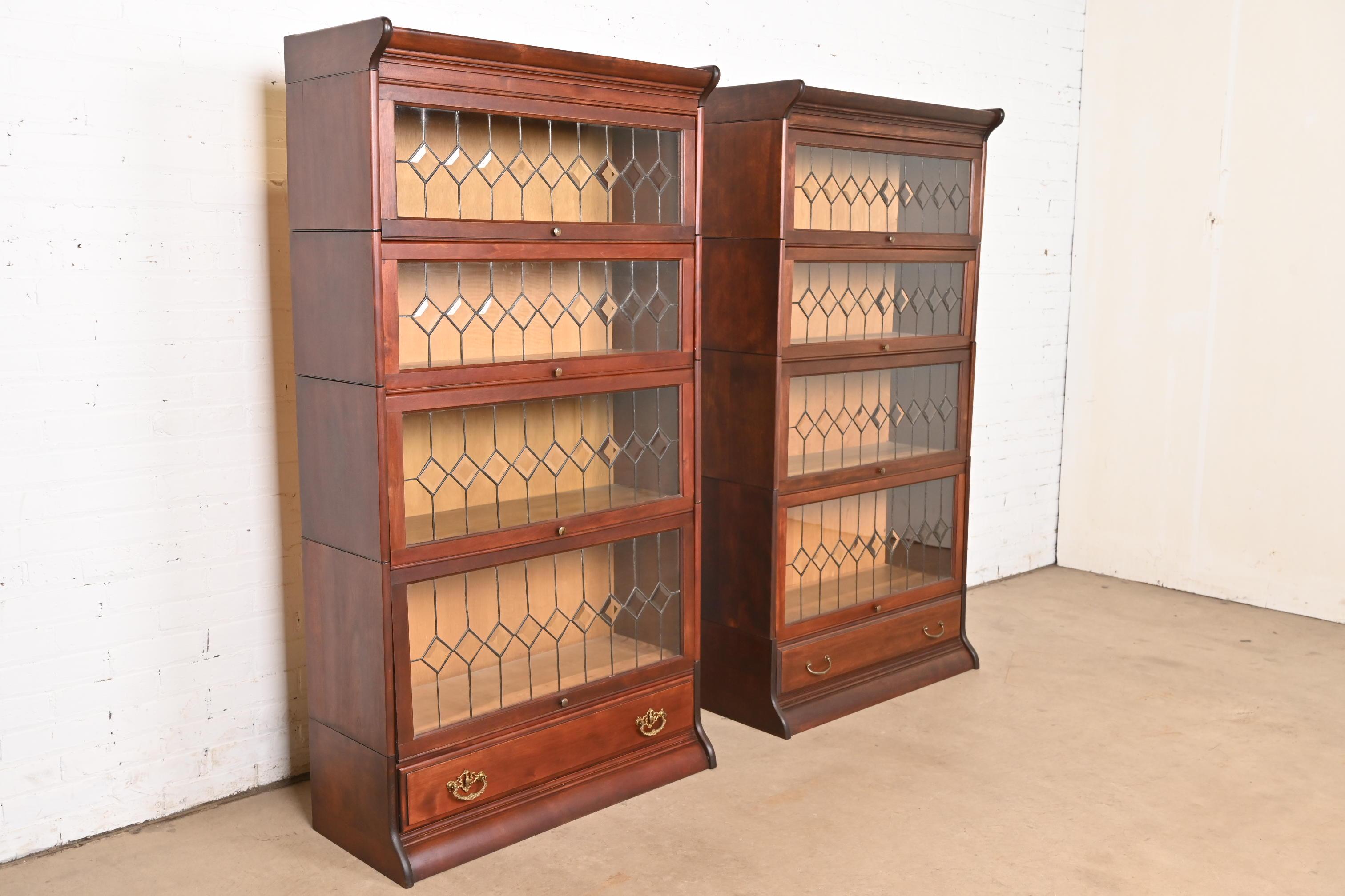 Globe Wernicke Antique Arts & Crafts Mahogany Four-Stack Barrister Bookcase For Sale 5