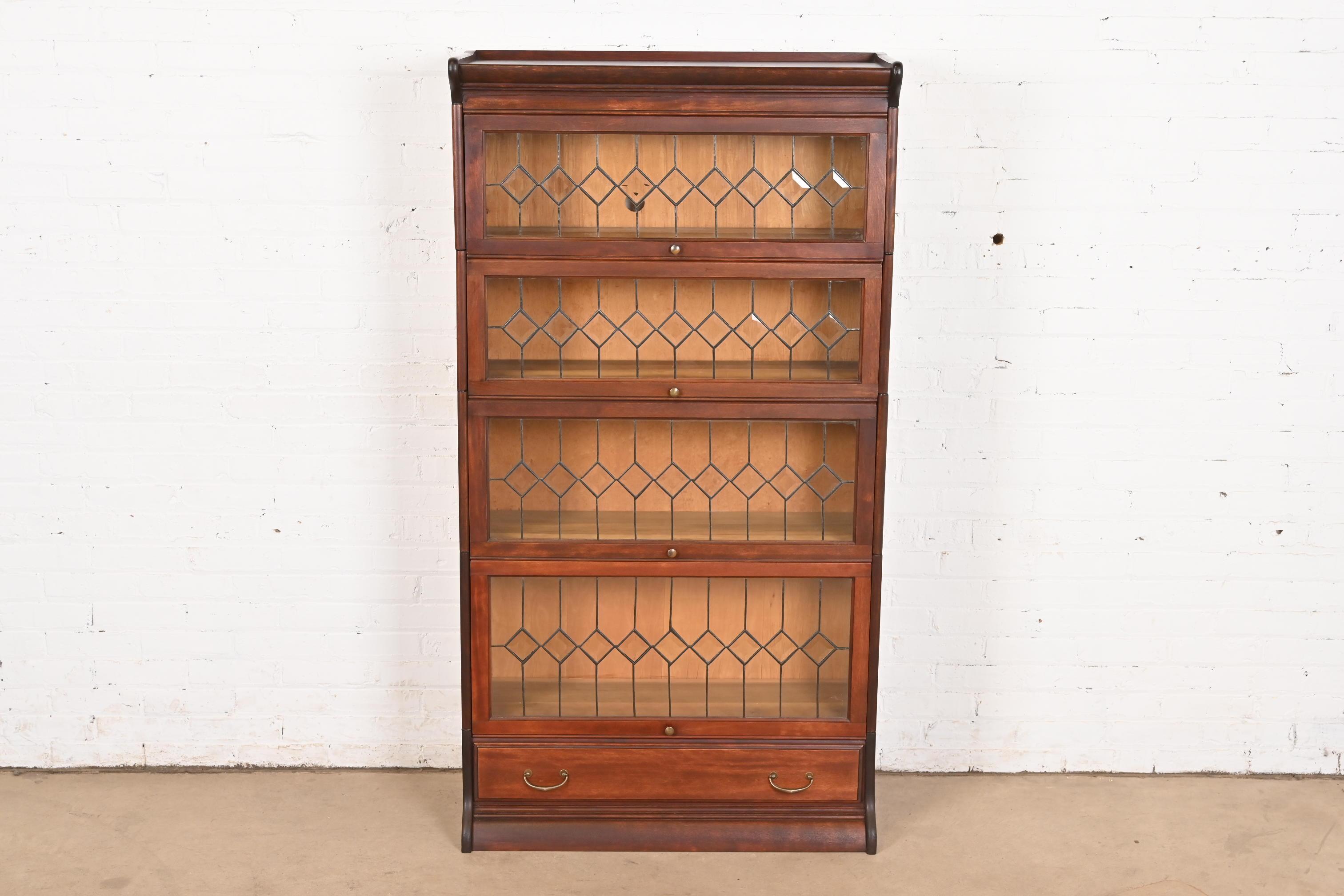 Arts and Crafts Globe Wernicke Antique Arts & Crafts Mahogany Four-Stack Barrister Bookcase For Sale