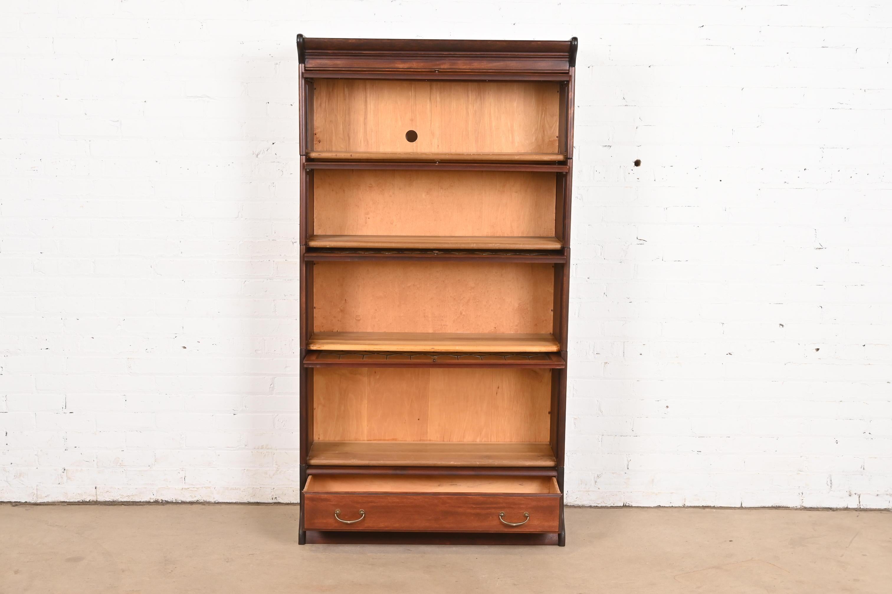 20th Century Globe Wernicke Antique Arts & Crafts Mahogany Four-Stack Barrister Bookcase For Sale