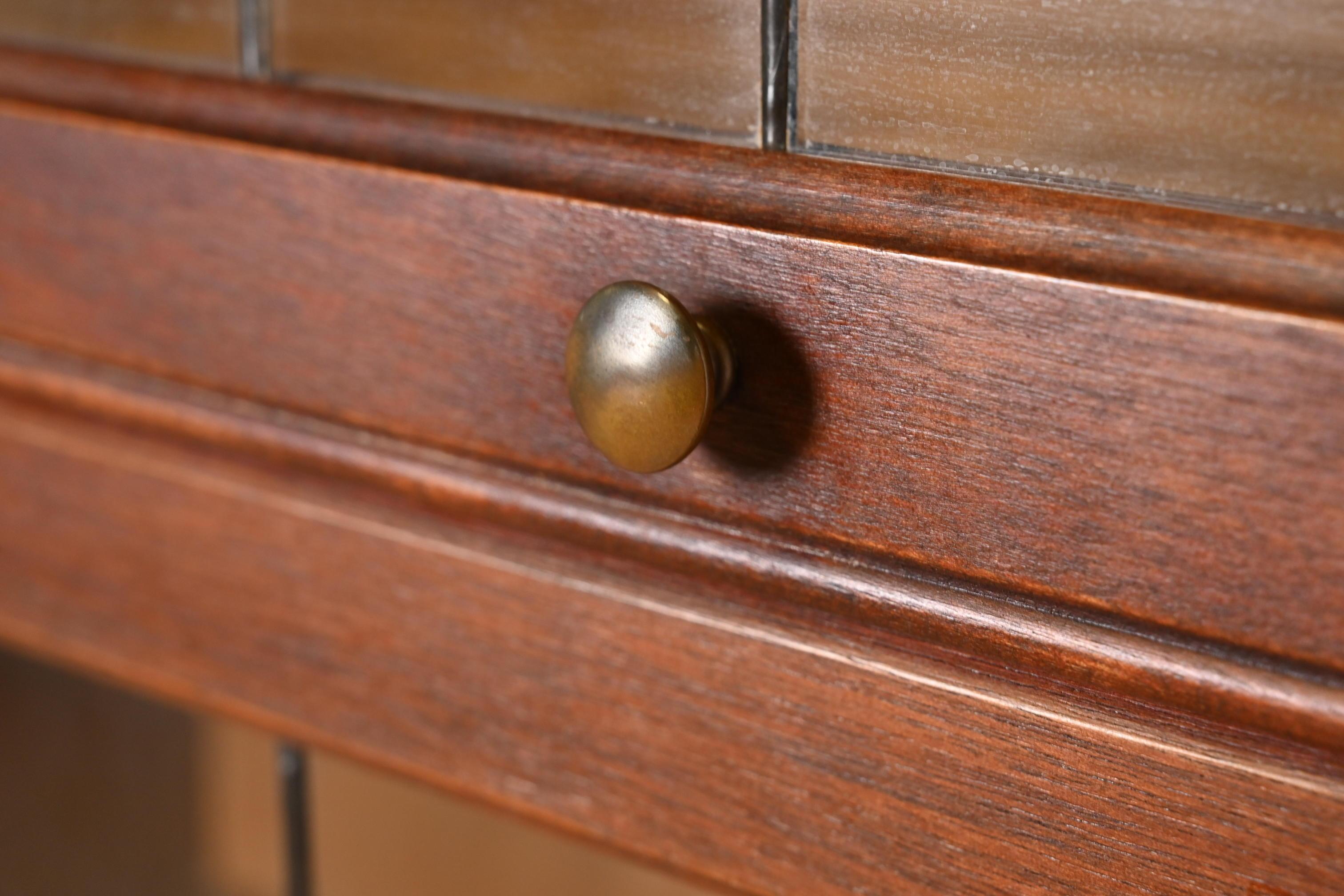 Brass Globe Wernicke Antique Arts & Crafts Mahogany Four-Stack Barrister Bookcase For Sale