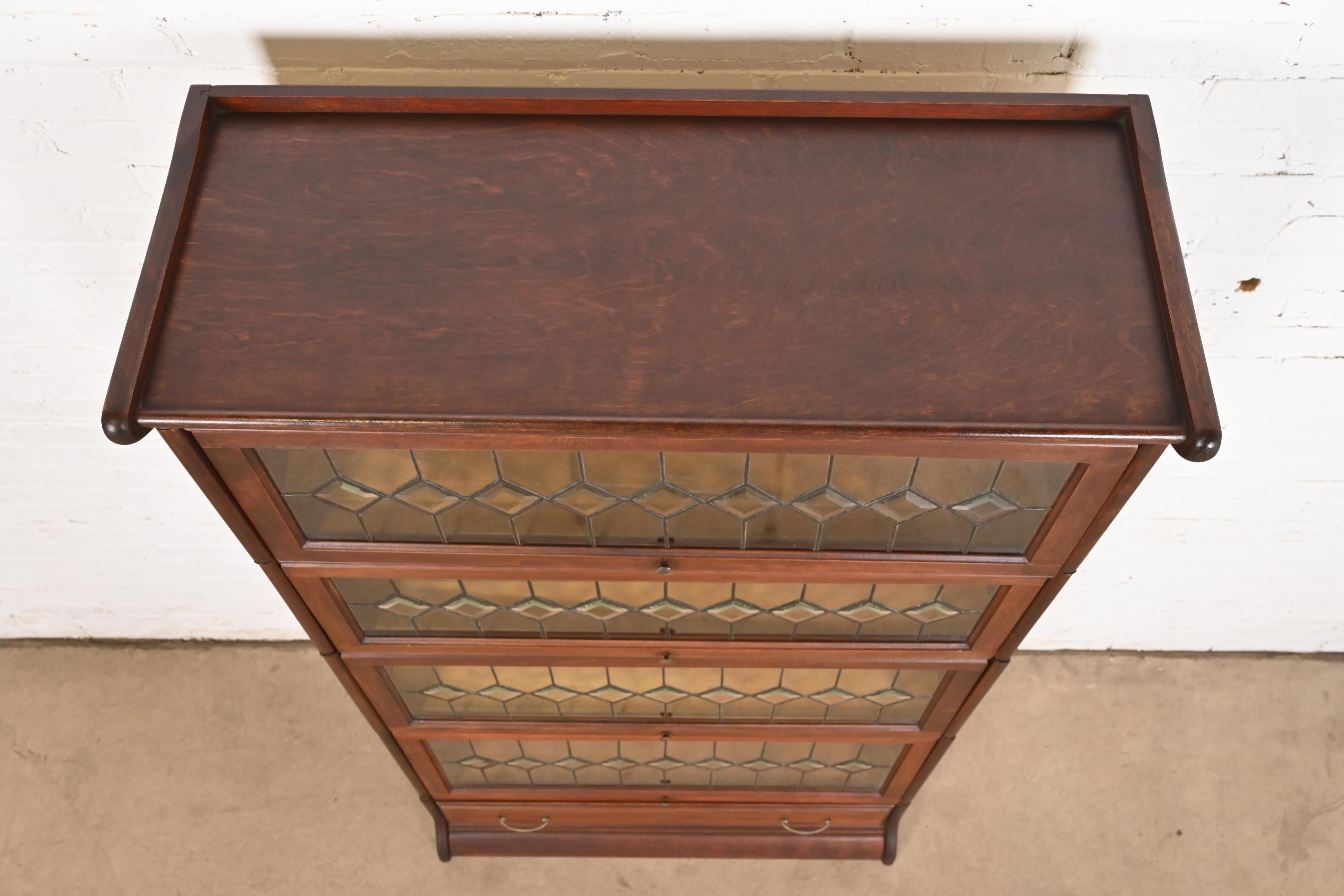 Globe Wernicke Antique Arts & Crafts Mahogany Four-Stack Barrister Bookcase For Sale 2