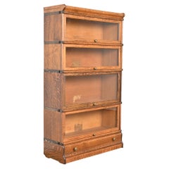 Globe Wernicke Antique Arts & Crafts Oak Four-Stack Barrister Bookcase, 1920s