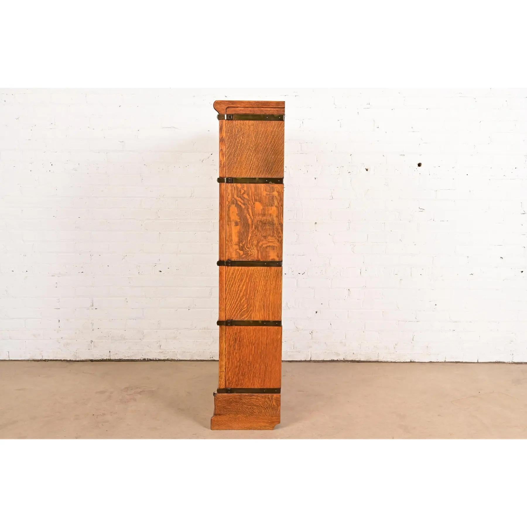 Globe Wernicke Antique Arts & Crafts Oak Four-Stack Barrister Bookcase For Sale 6