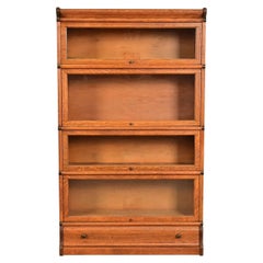 Globe Wernicke Antique Arts & Crafts Oak Four-Stack Barrister Bookcase