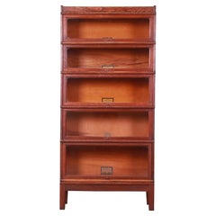 globe-wernicke barrister bookcase Globe Wernicke Antique Oak Five-Stack Barrister Bookcase, Circa 1900