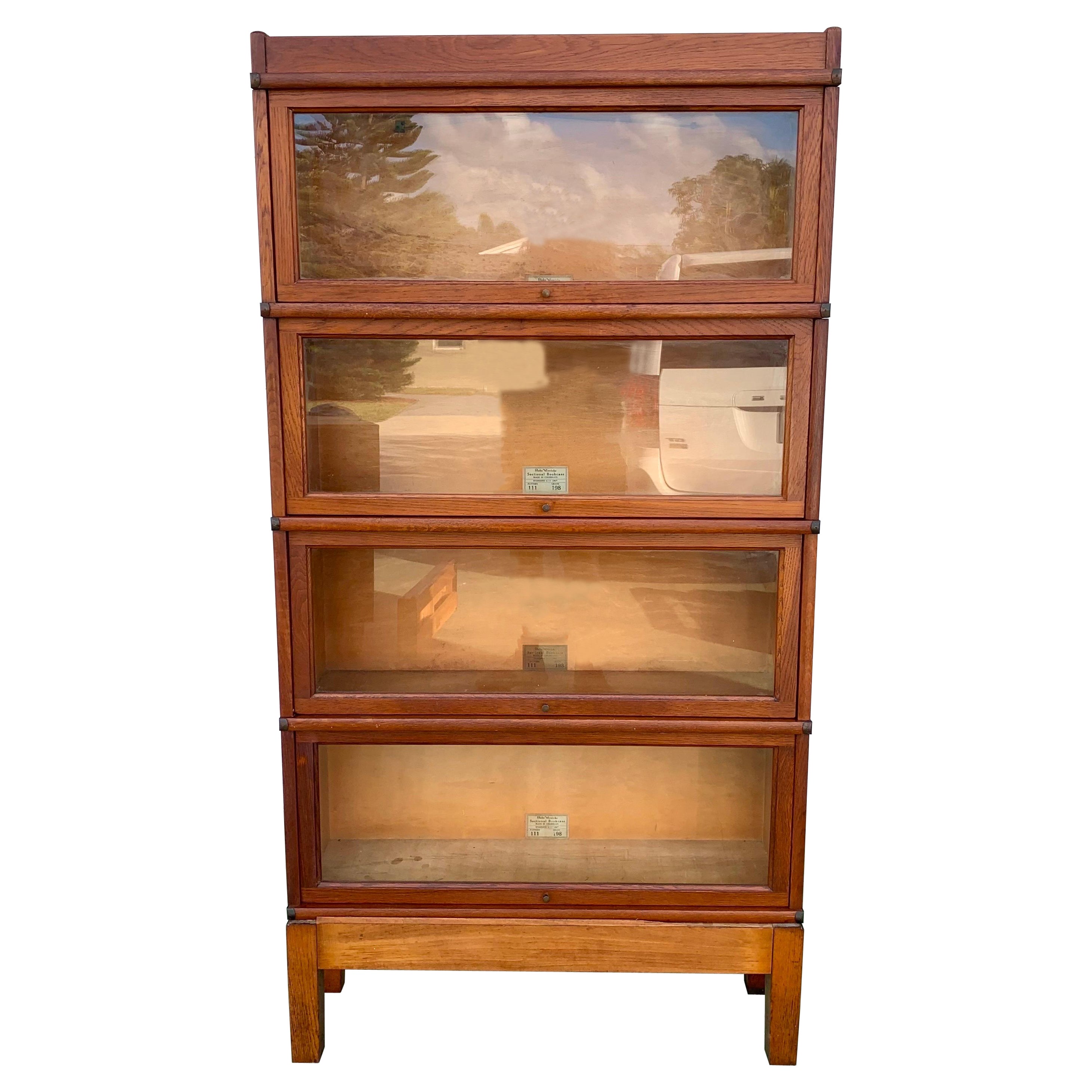 Globe Wernicke Antique Oak Four-Stack Barrister Bookcase, circa 1900