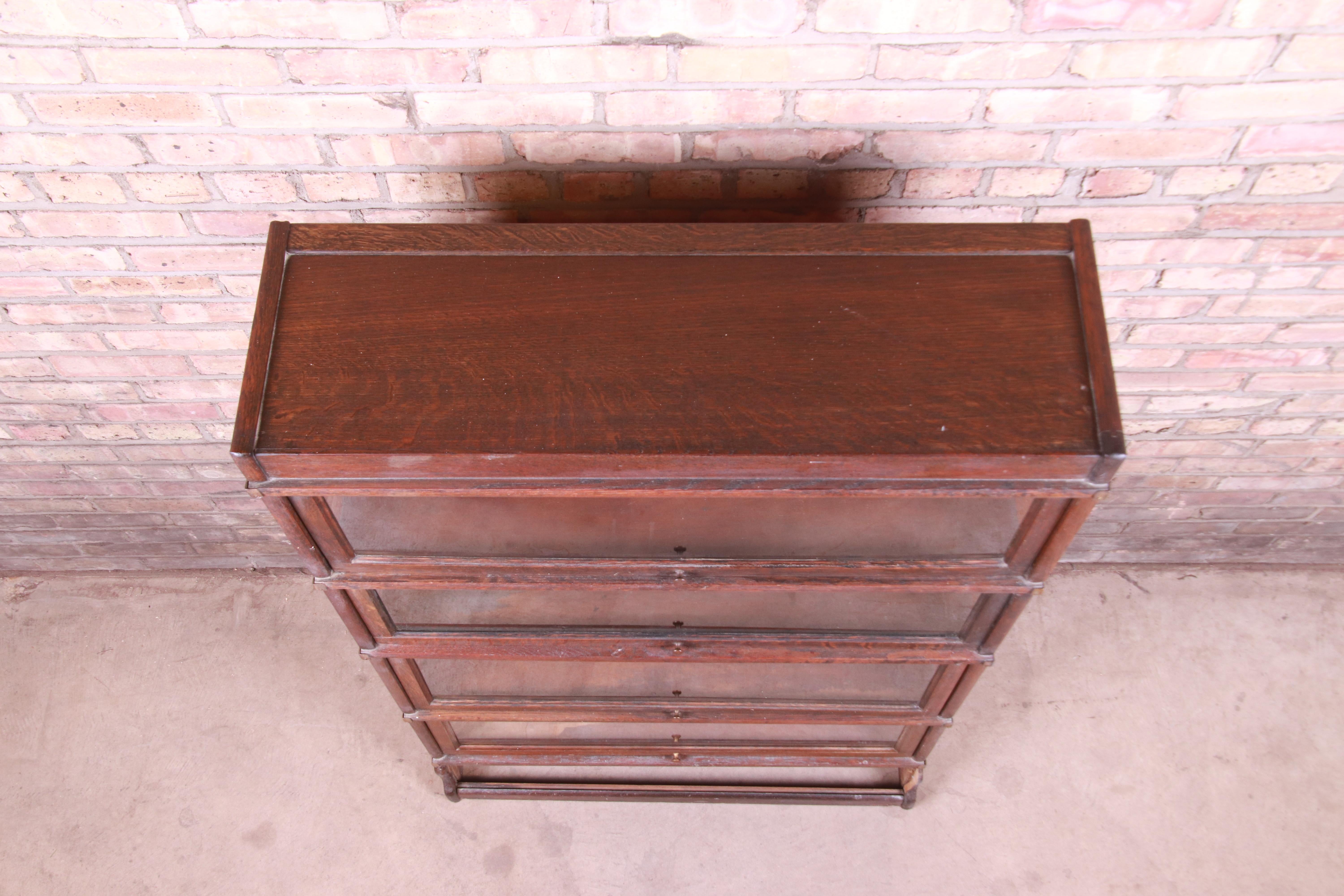 Early 20th Century Globe Wernicke Antique Oak Four-Stack Barrister Bookcase, circa 1920s