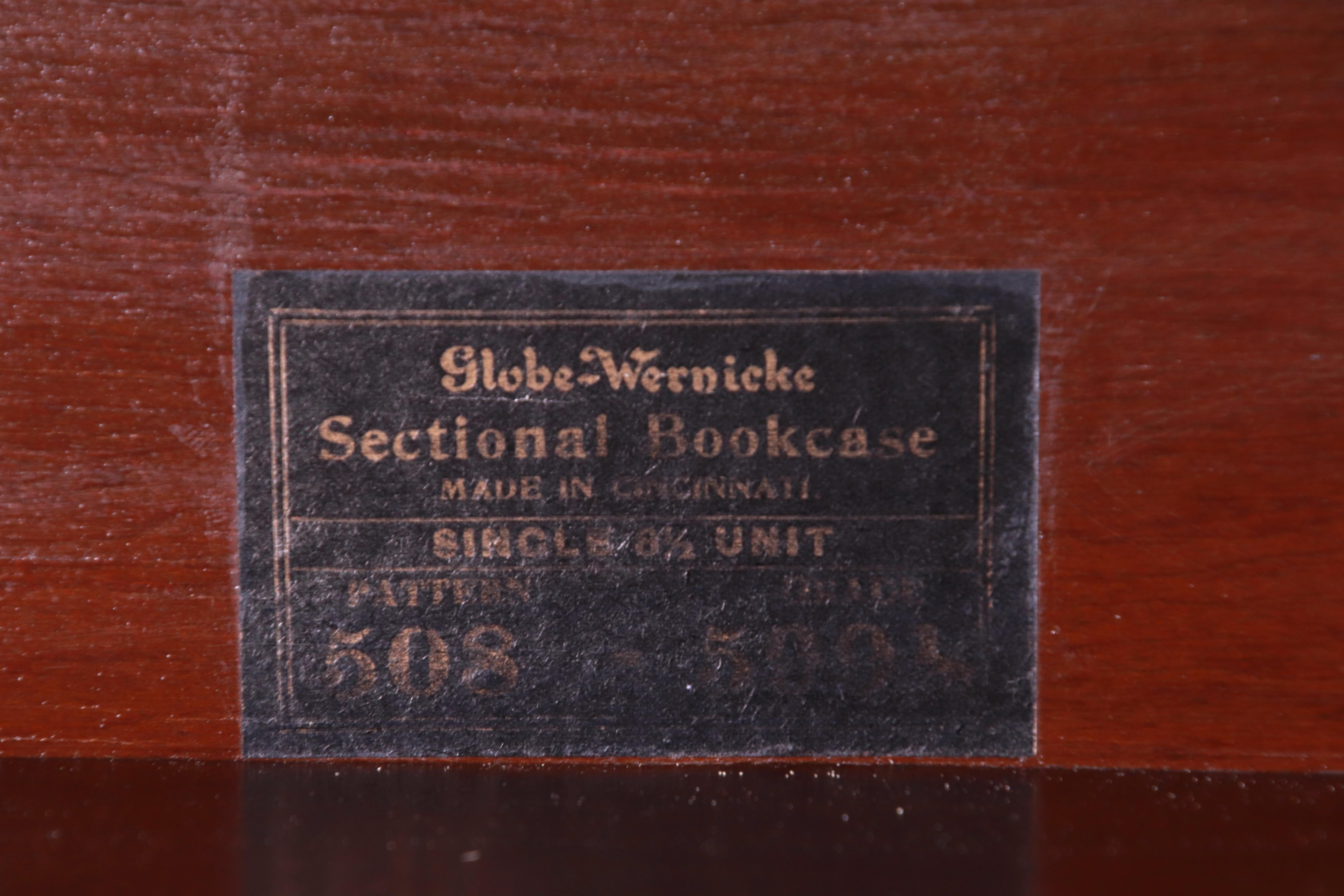 Globe Wernicke Antique Three-Stack Mahogany Barrister Bookcase, circa 1920s 6