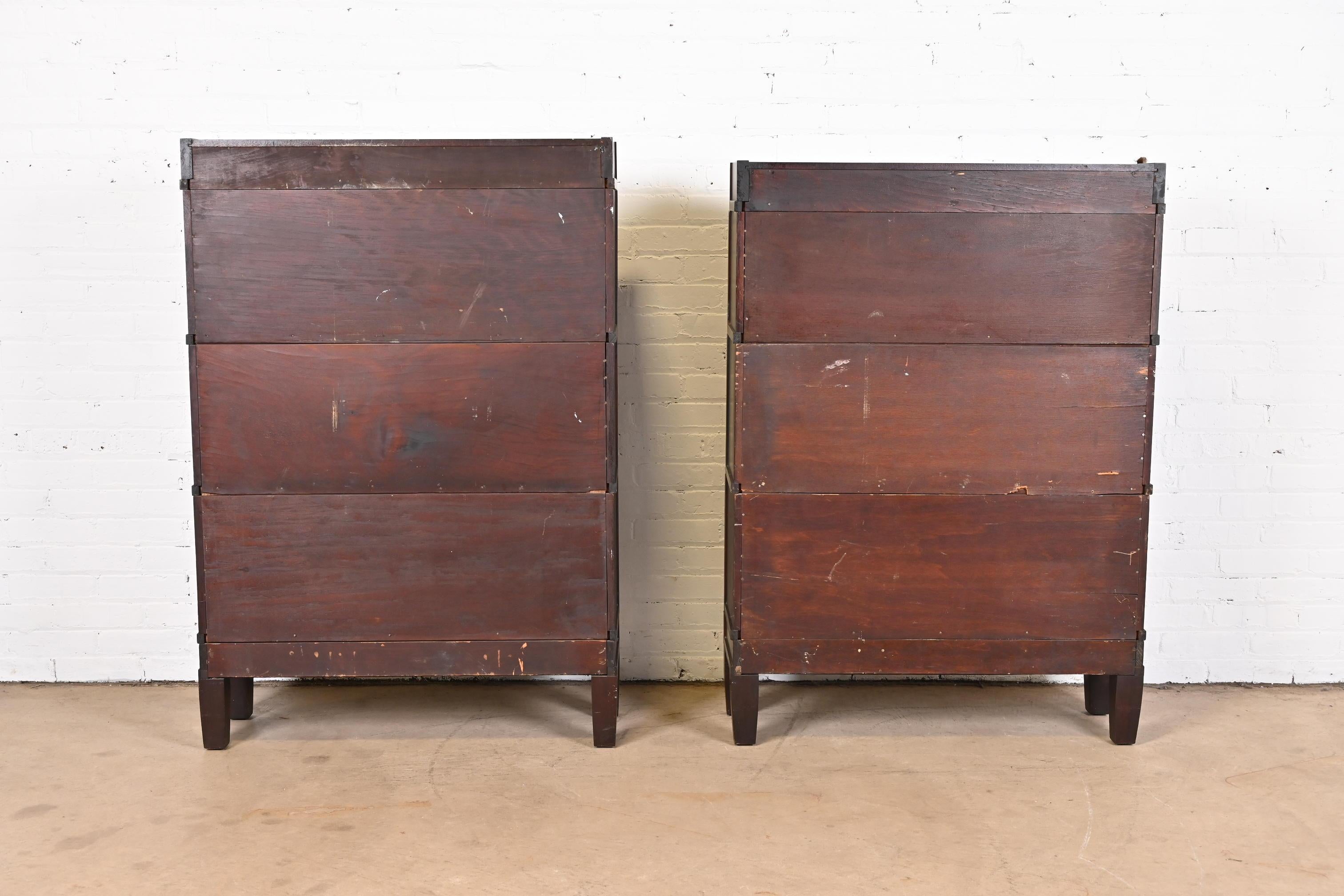 Globe Wernicke Arts and Crafts Mahogany Three-Stack Barrister Bookcases, Pair 7