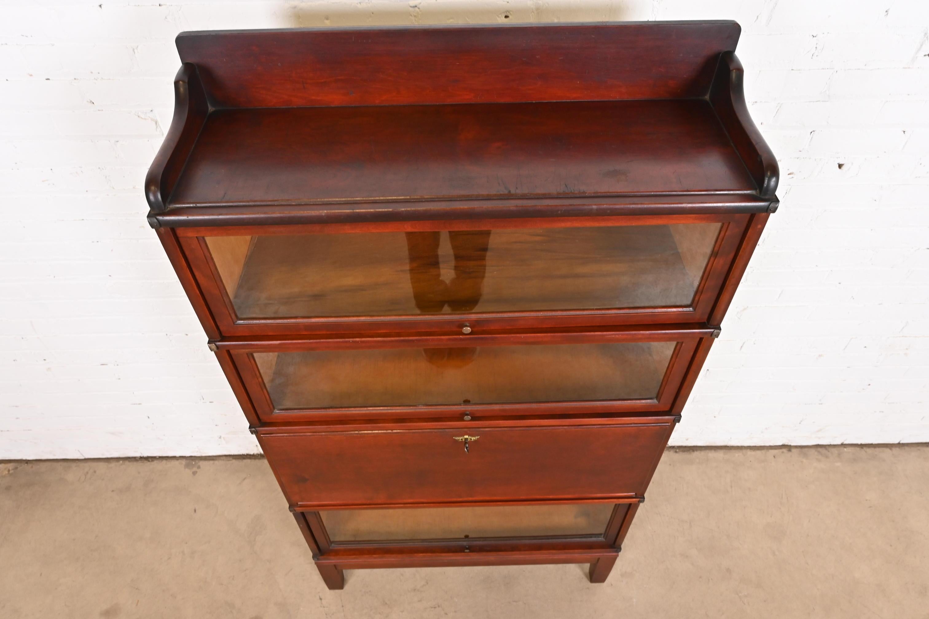 Globe Wernicke Arts & Crafts Mahogany Barrister Bookcase With Drop Front Desk 3