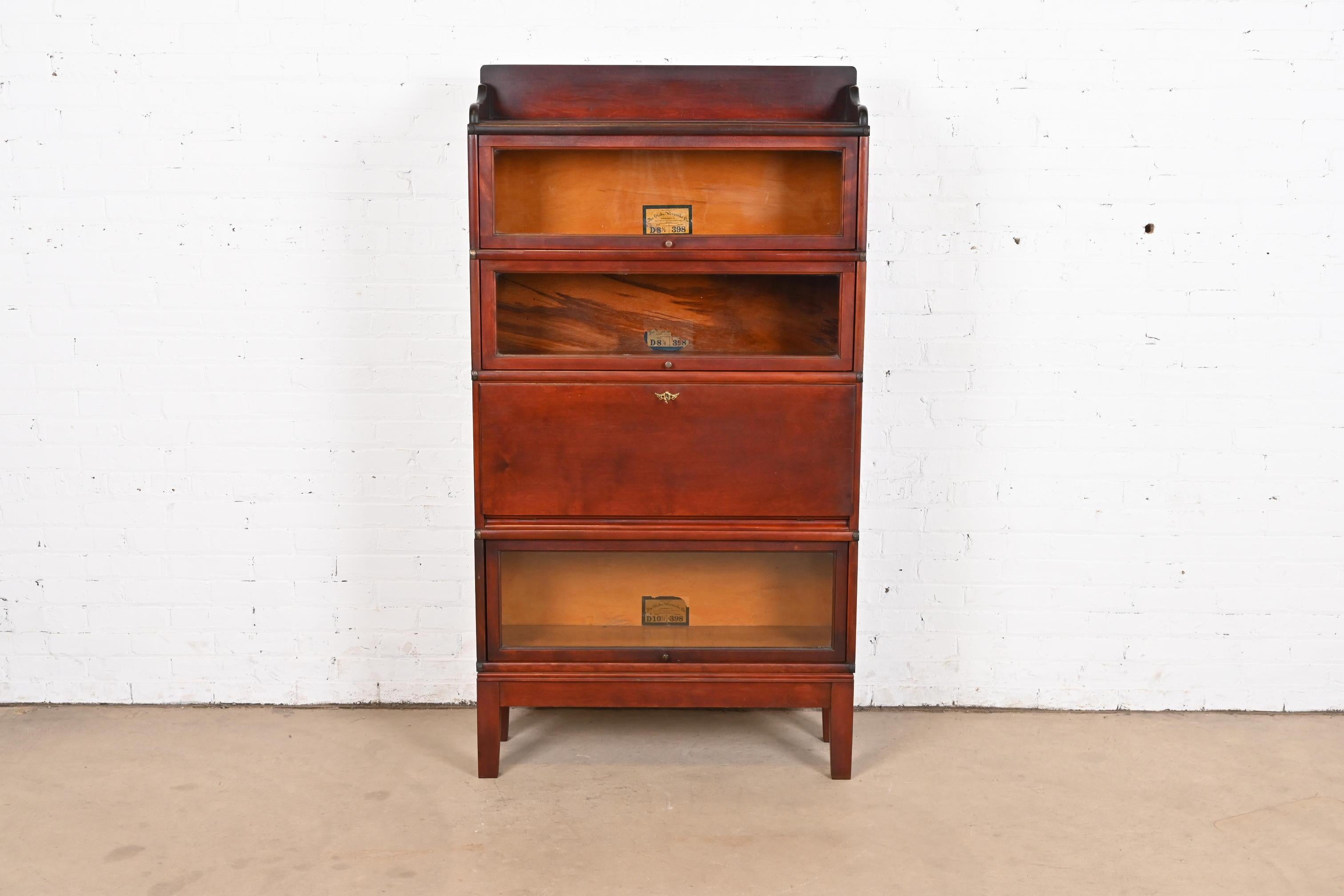Arts and Crafts Globe Wernicke Arts & Crafts Mahogany Barrister Bookcase With Drop Front Desk