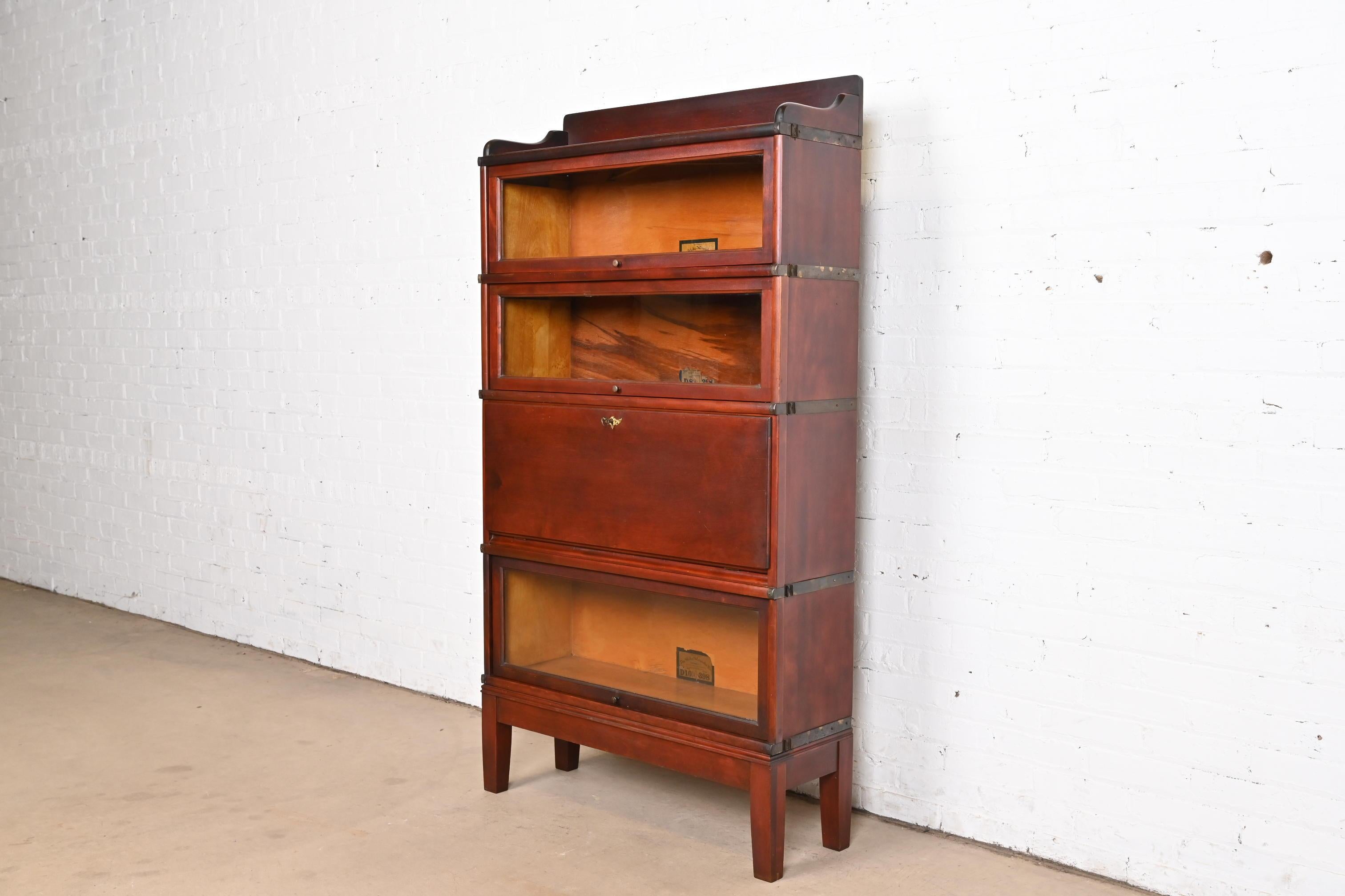 American Globe Wernicke Arts & Crafts Mahogany Barrister Bookcase With Drop Front Desk