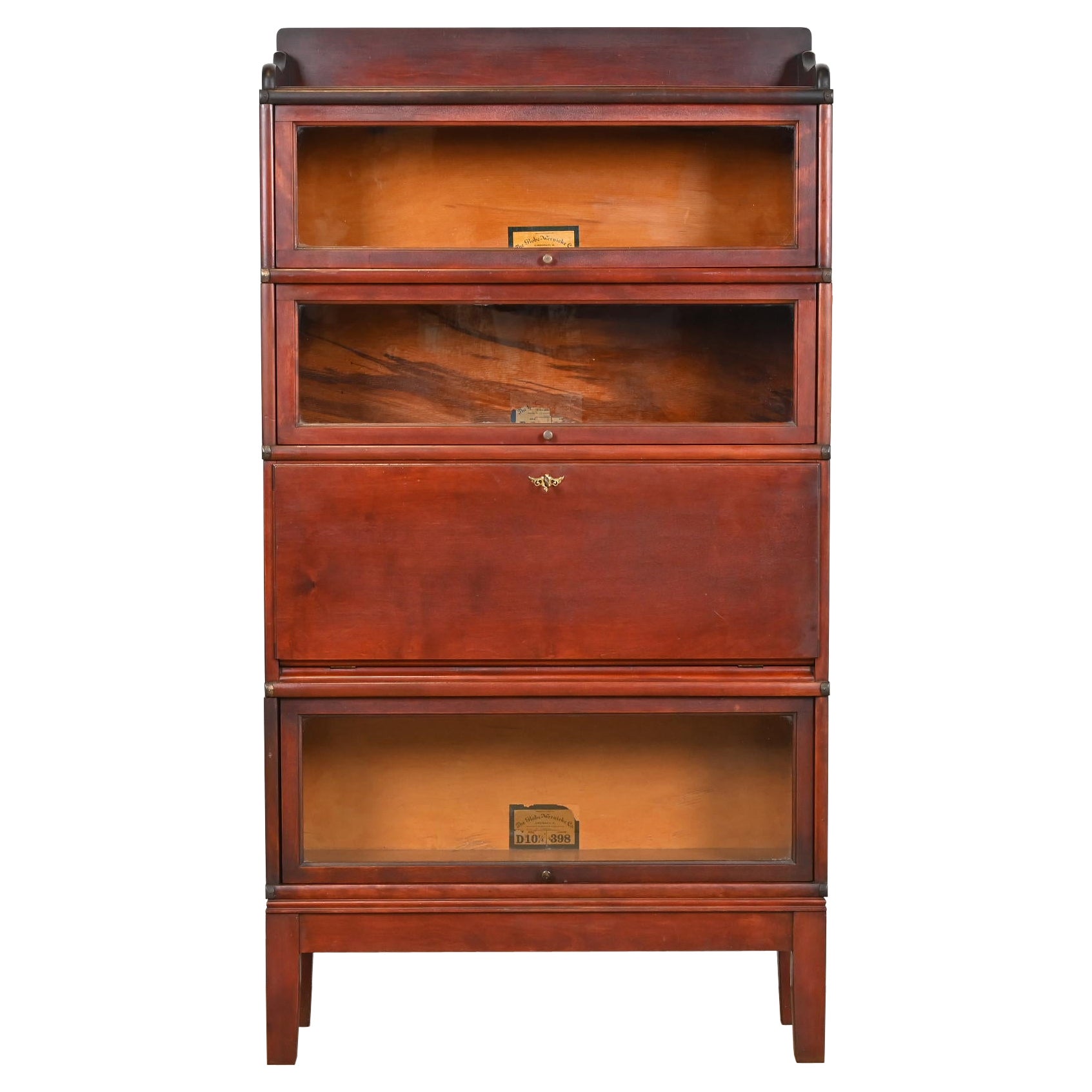 Globe Wernicke Arts & Crafts Mahogany Barrister Bookcase With Drop Front Desk