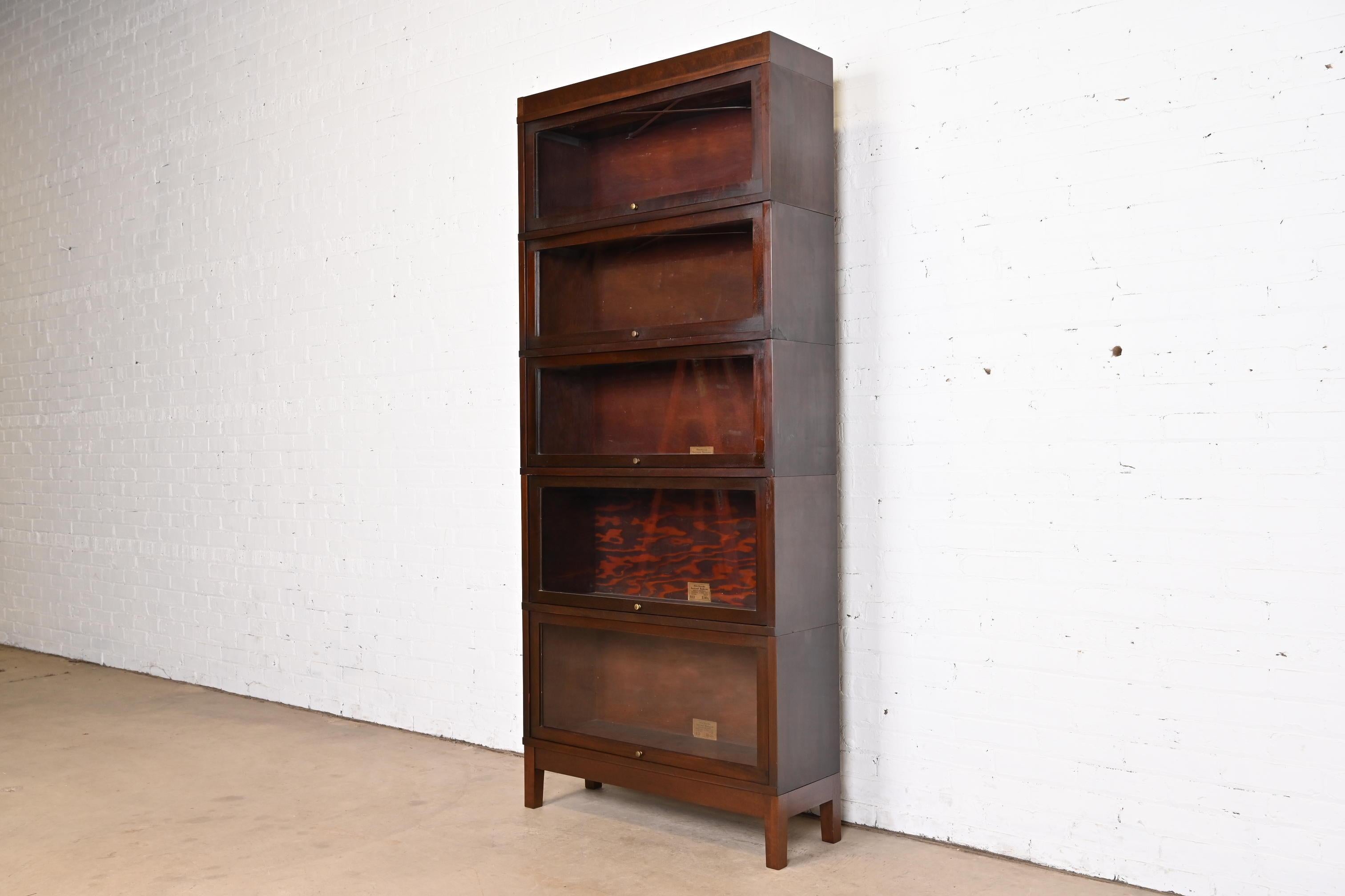 Arts and Crafts Globe Wernicke Arts & Crafts Mahogany Five-Stack Barrister Bookcase, Circa 1890s For Sale