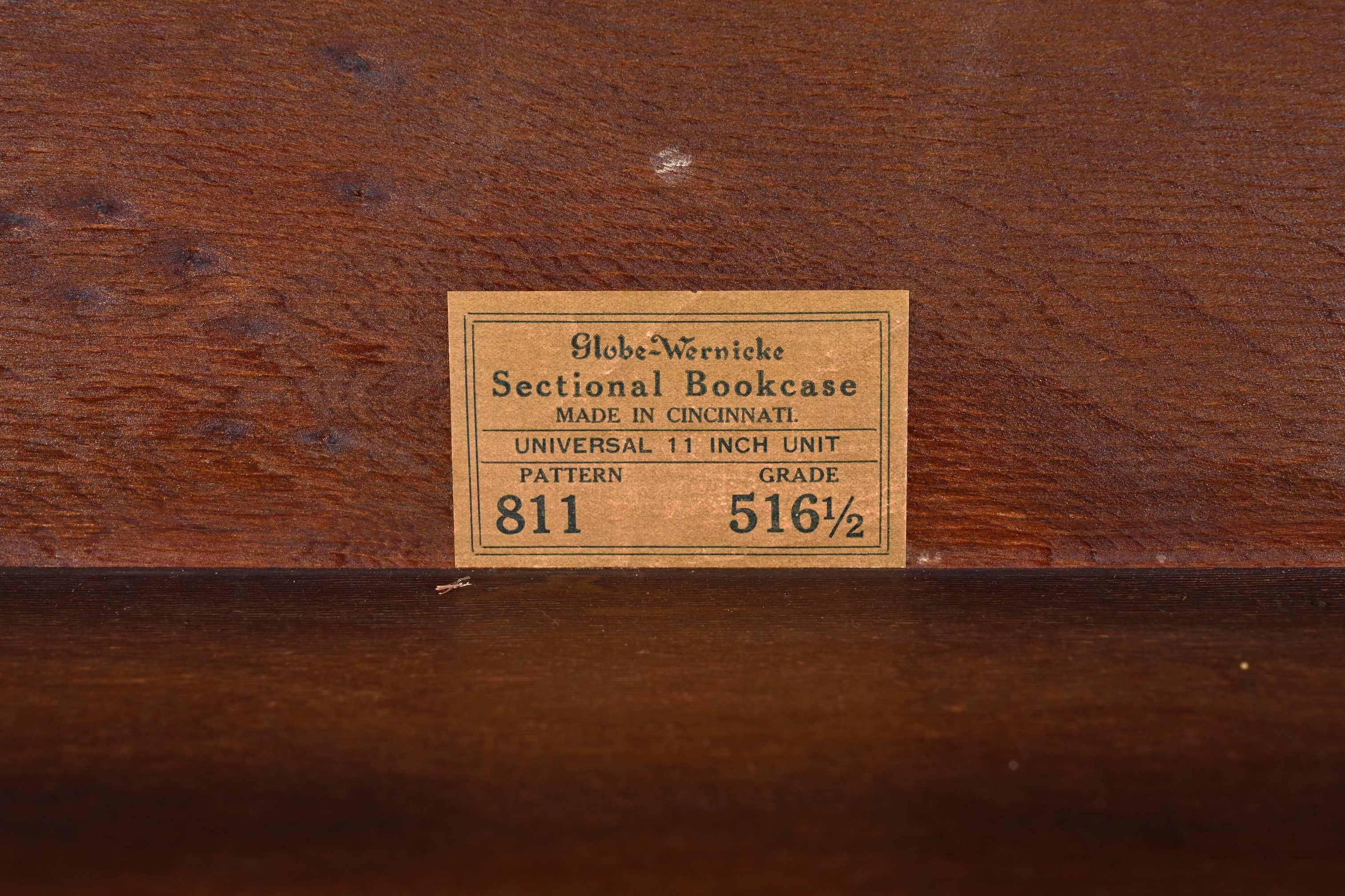 19th Century Globe Wernicke Arts & Crafts Mahogany Five-Stack Barrister Bookcase, Circa 1890s For Sale