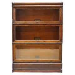 Globe Wernicke Arts & Crafts Oak 3-Stack Barrister Bookcase c1910
