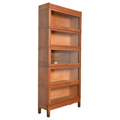 Globe Wernicke Arts & Crafts Oak Five-Stack Barrister Bookcase, circa 1920s