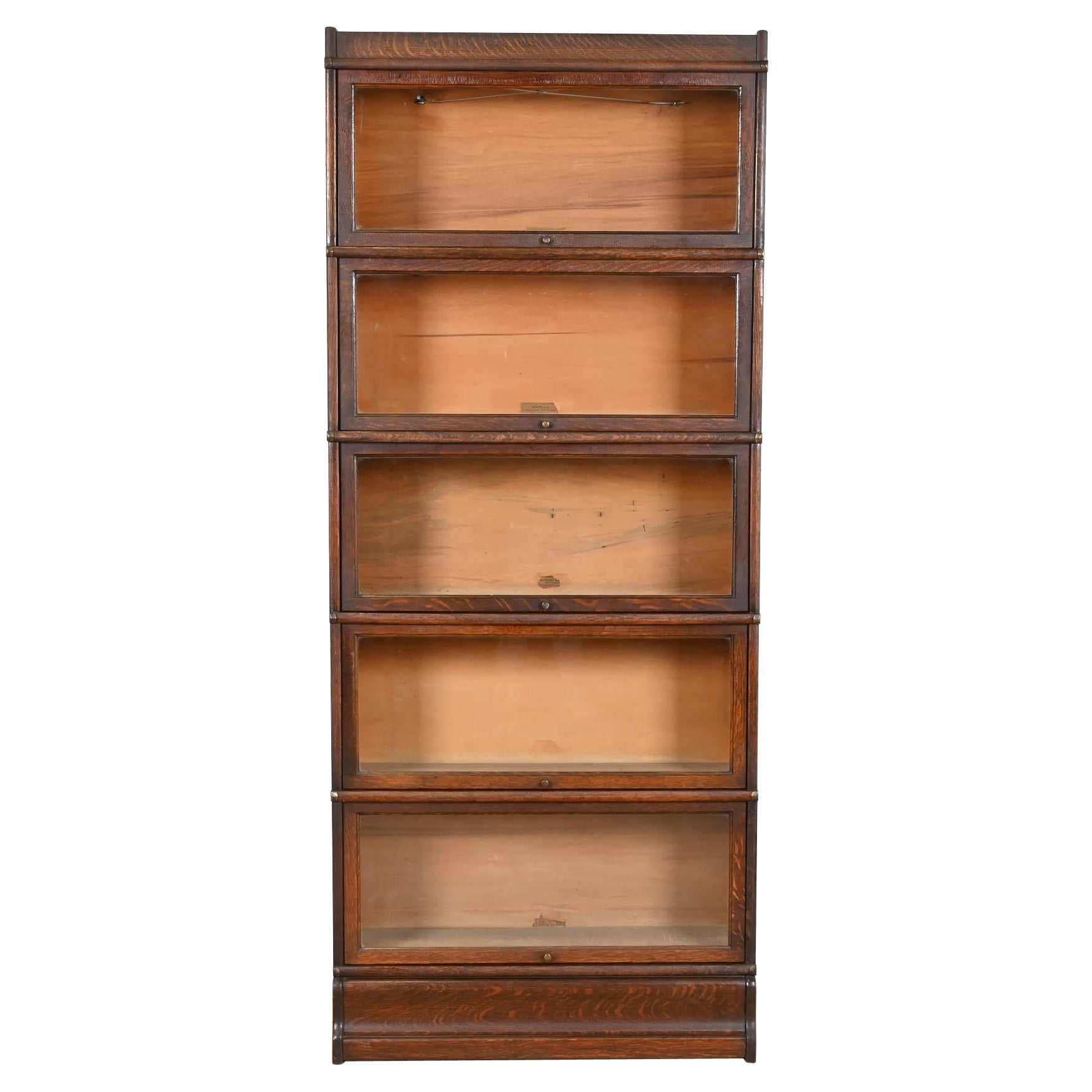 Globe Wernicke Arts & Crafts Oak Five-Stack Barrister Bookcase, Circa 1920s
