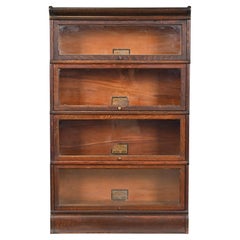 Antique Globe Wernicke Arts & Crafts Oak Four-Stack Barrister Bookcase, circa 1920s