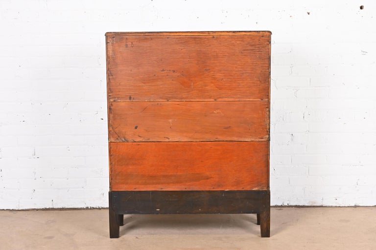 Globe Wernicke Arts and Crafts Oak Secretary Desk with Leaded Glass