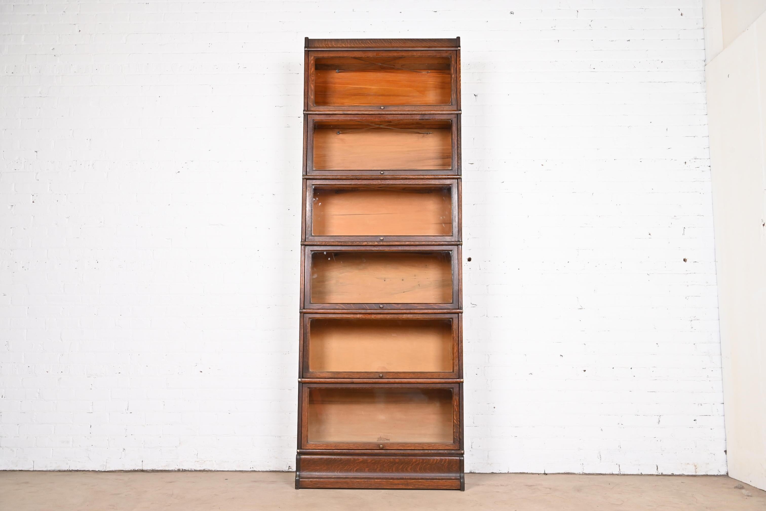 Arts and Crafts Globe Wernicke Arts & Crafts Oak Six-Stack Barrister Bookcase, Circa 1920s