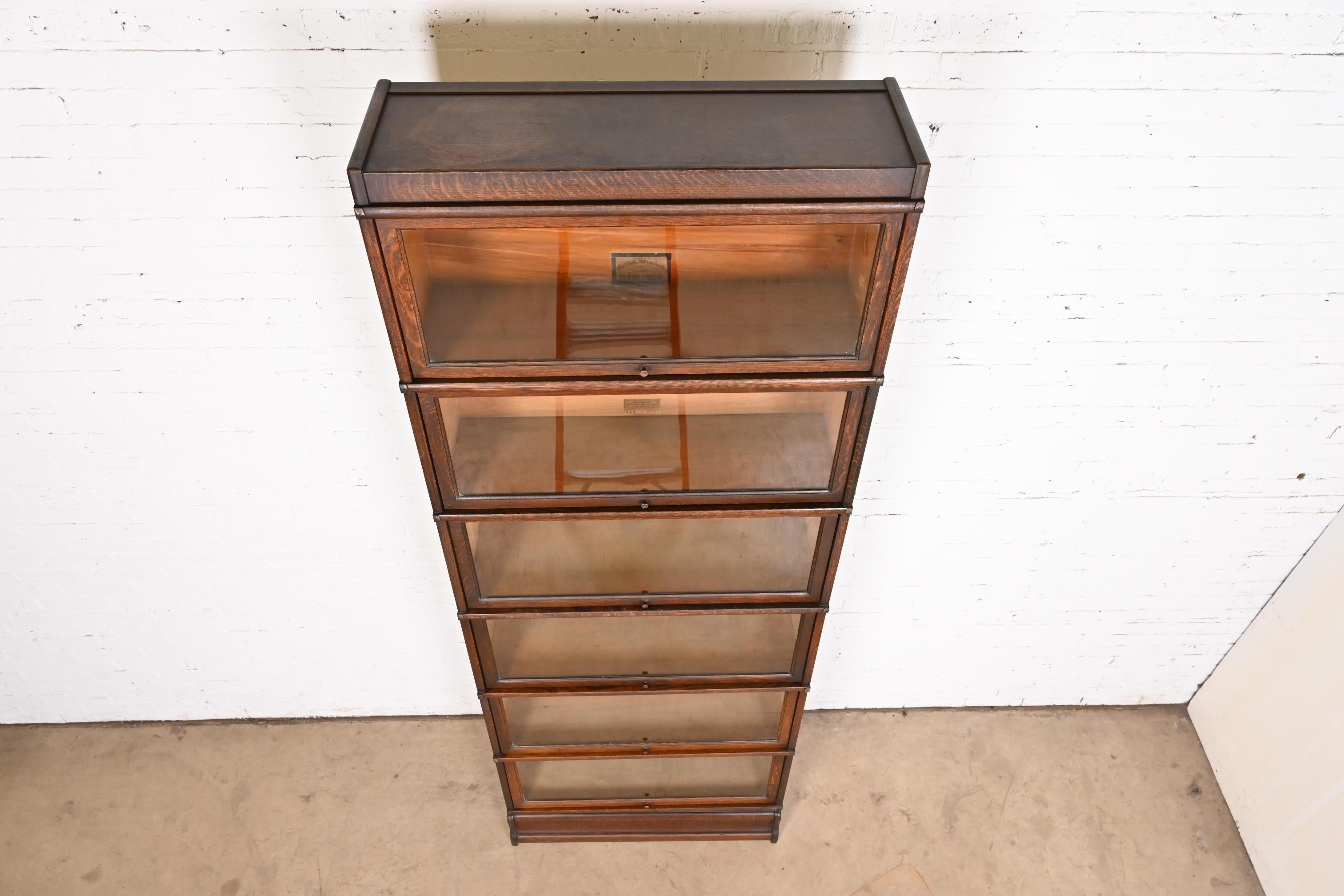 Globe Wernicke Arts & Crafts Oak Six-Stack Barrister Bookcase, Circa 1920s 1